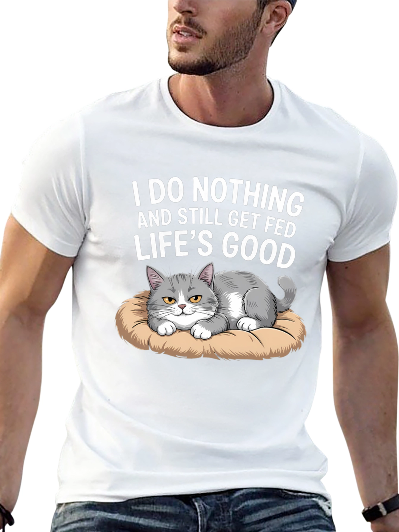 Black Funny Cat T-Shirt: I Do Nothing and Still Get Fed view 13