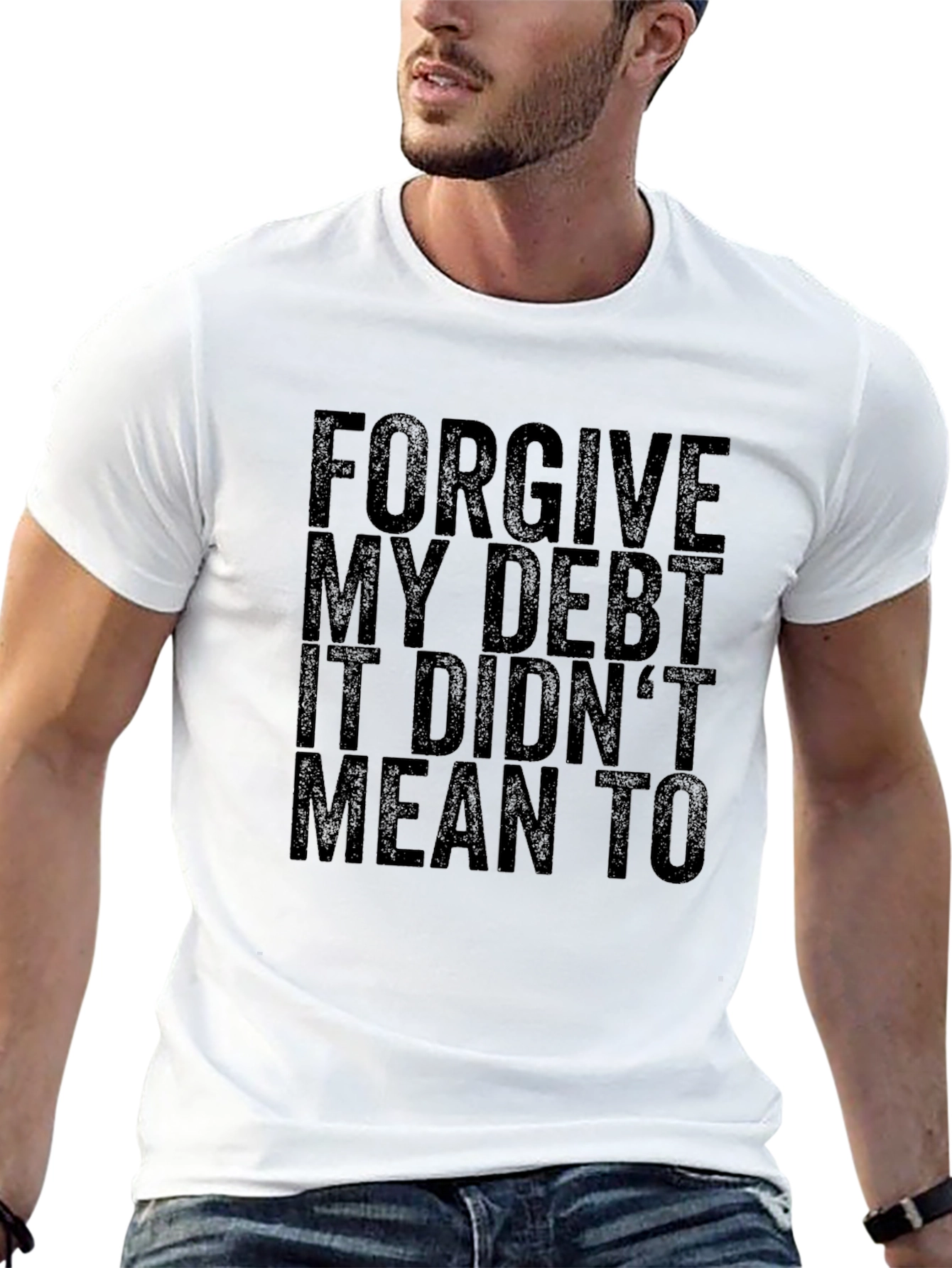 Black Forgive My Debt Funny Black T-Shirt view 13