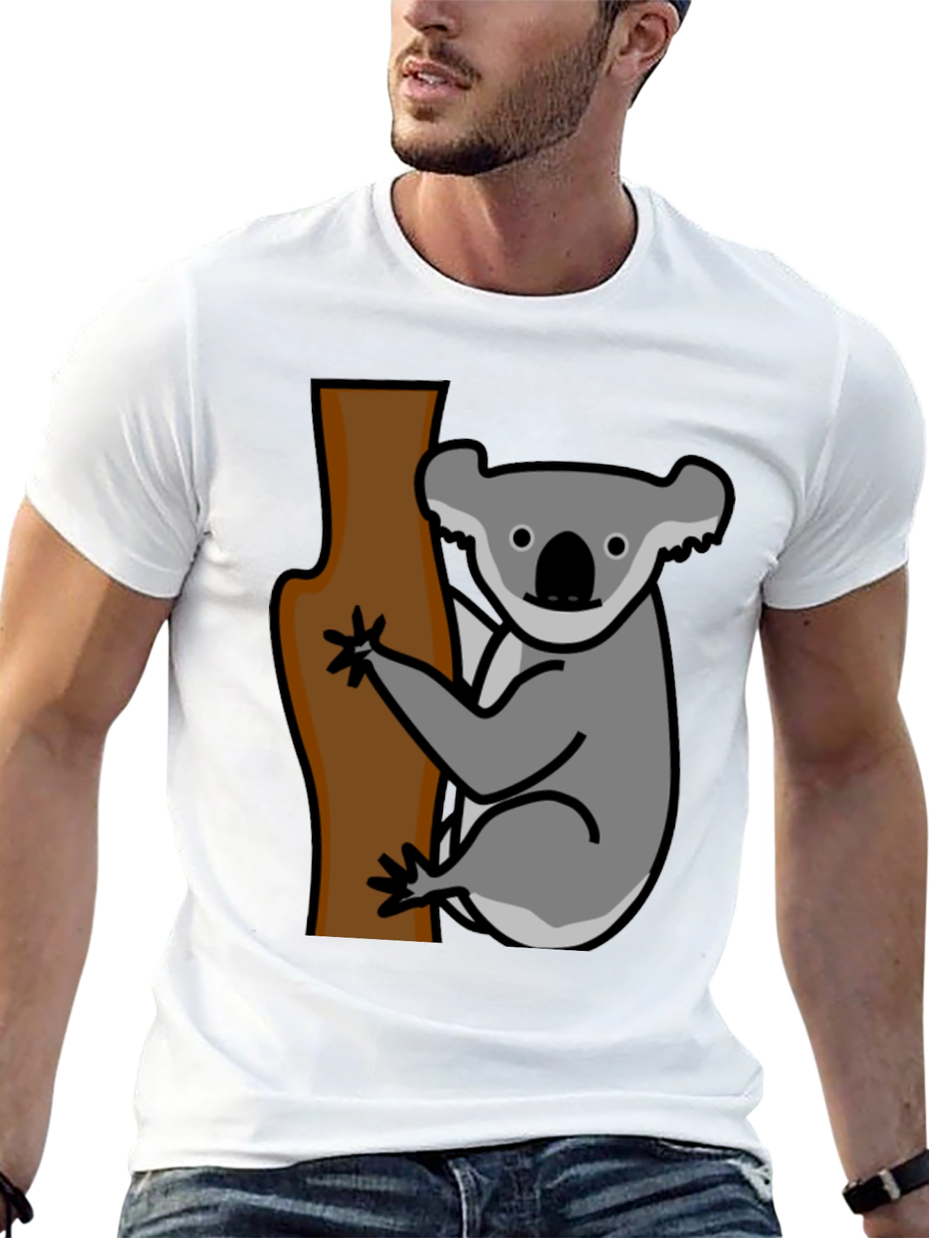 Black Koala Bear Tree T-Shirt - Casual Graphic Tee view 13