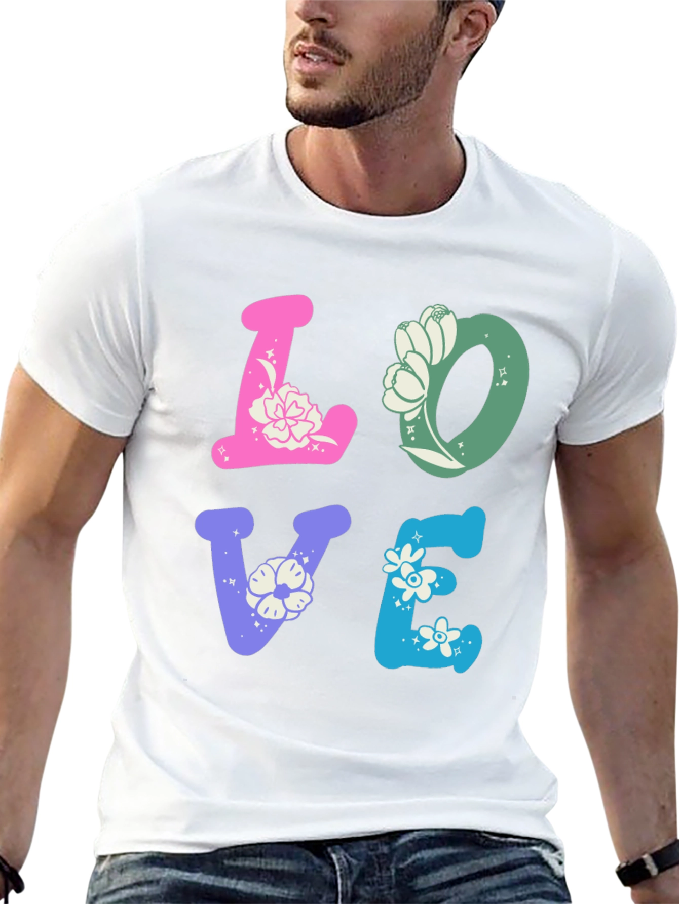 Black Floral LOVE Graphic Tee - Trendy Casual Shirt view 13