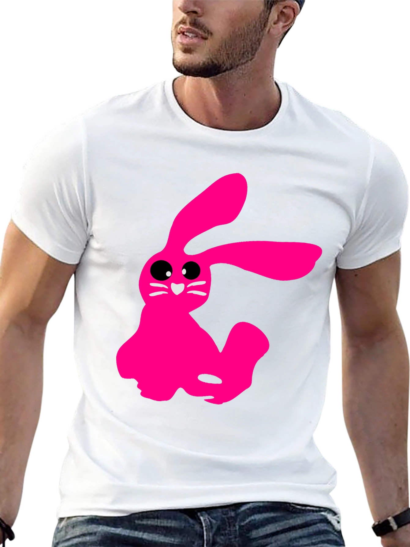 Black Pink Bunny Graphic Tee - Soft Cotton Black T-Shirt view 13