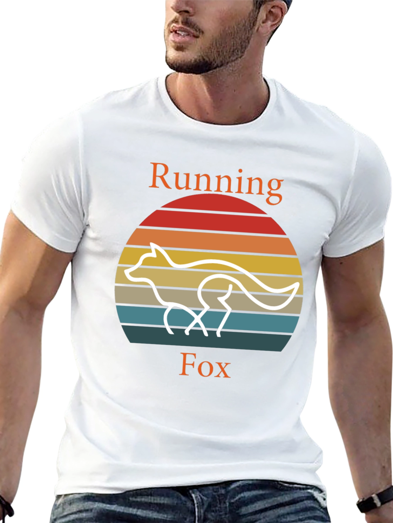 Black Running Fox T-Shirt Retro Style Tee view 13