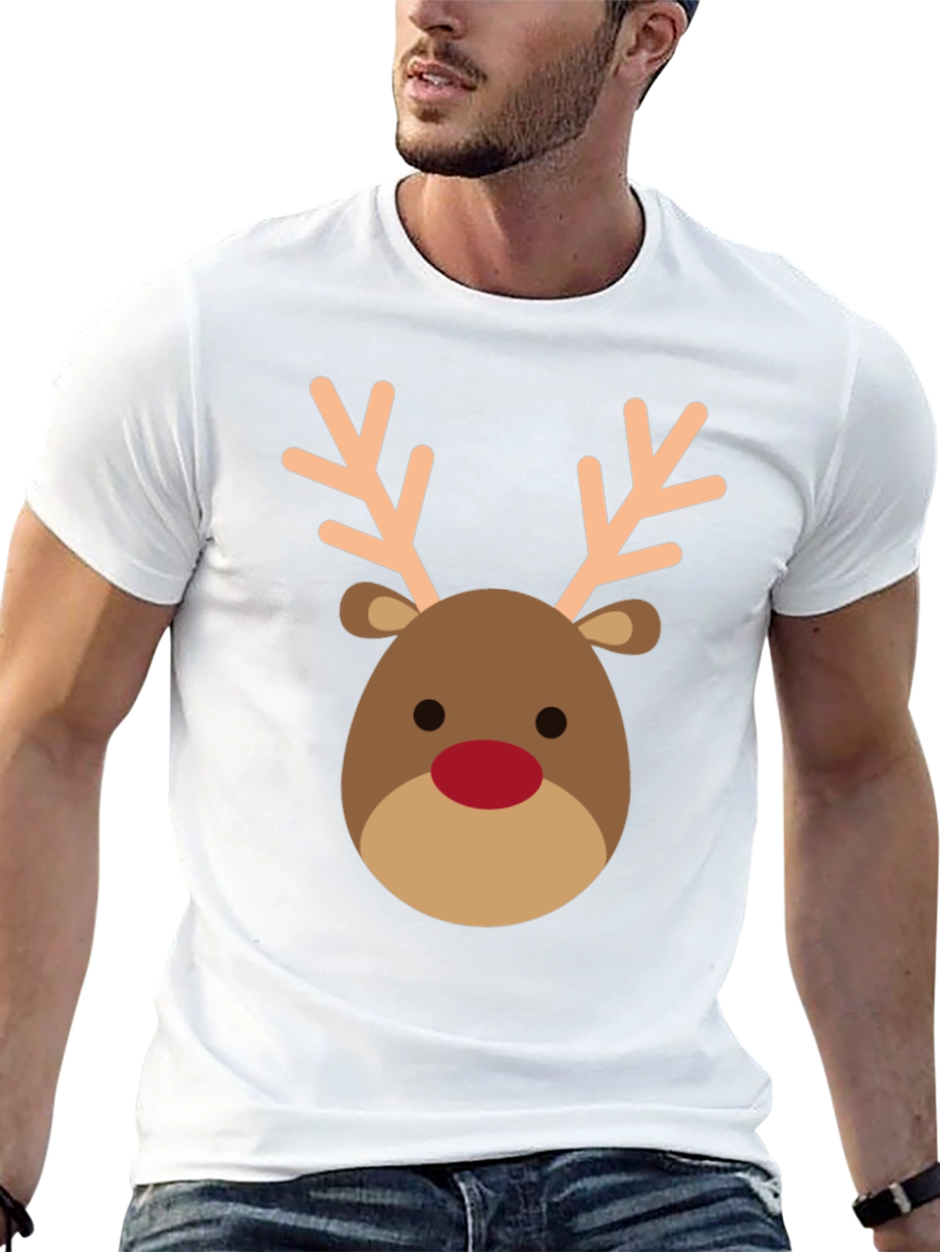 Black Reindeer Graphic Tee - Holiday Festive Shirt view 13