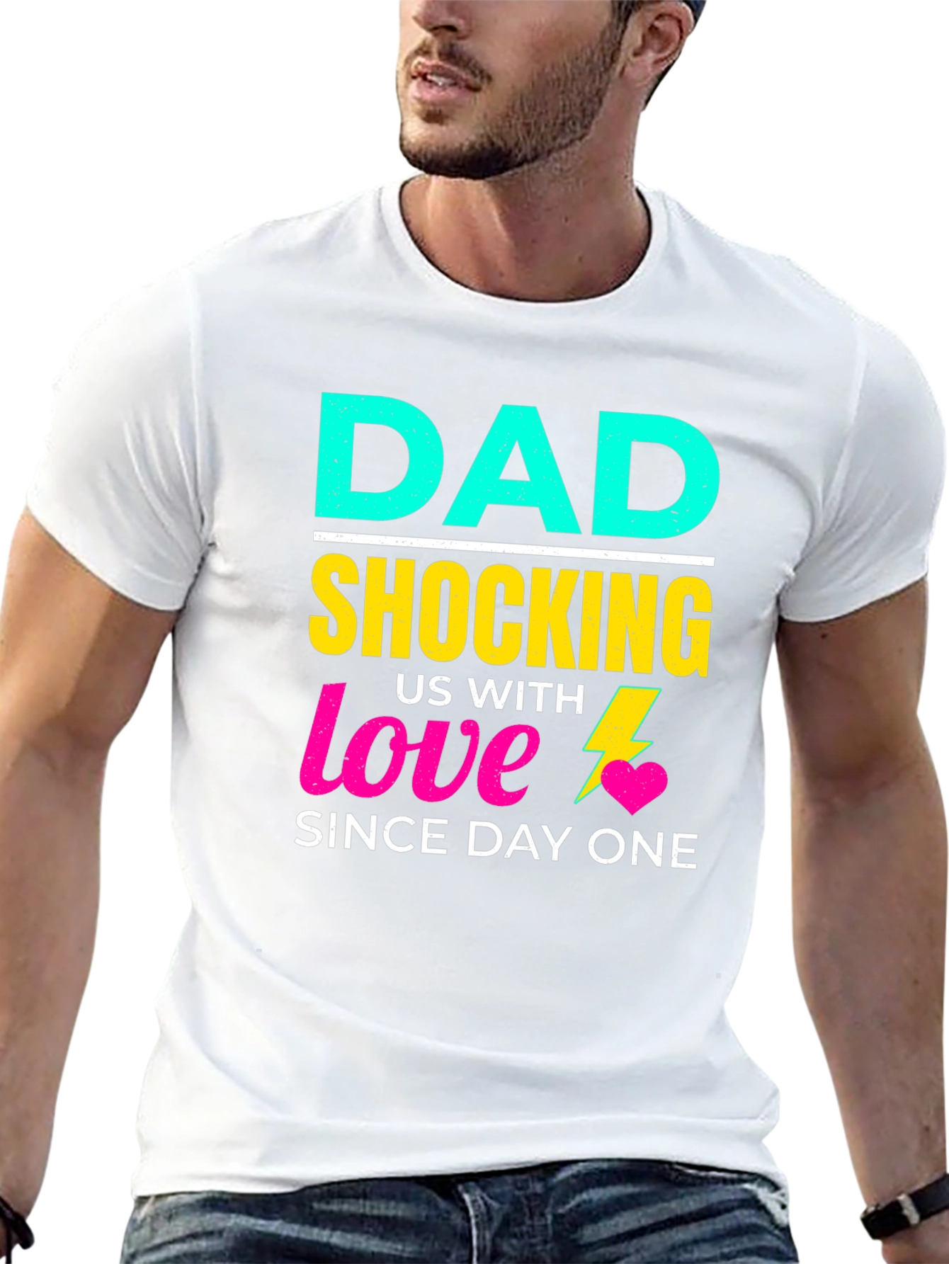 Black Funny Dad Shocking Love T-Shirt view 13