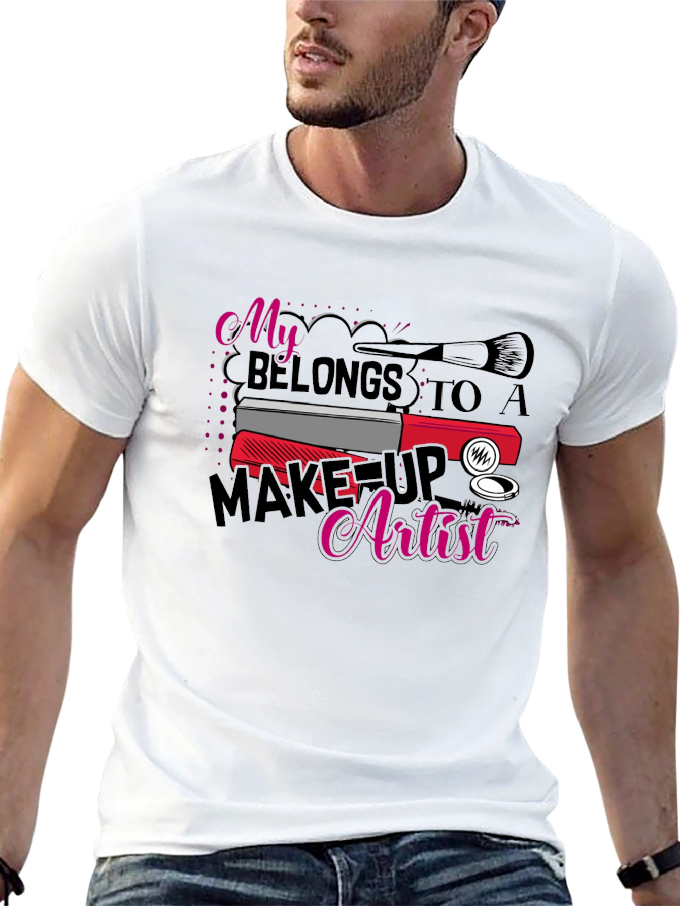 Black Makeup Artist T-Shirt: My Heart Belongs To view 13