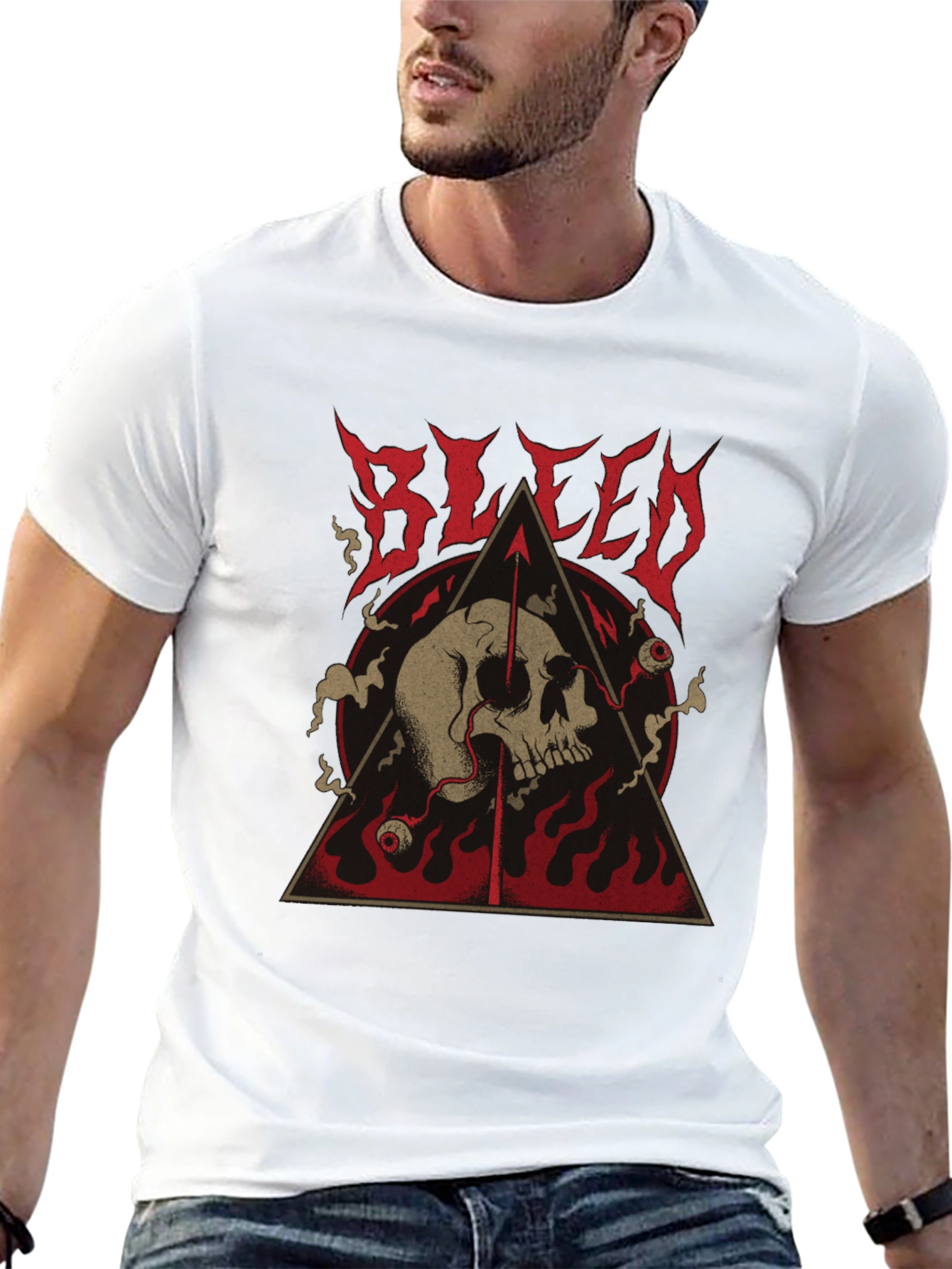 Black Bleed Skull Graphic Tee - Black Metal T-Shirt view 13
