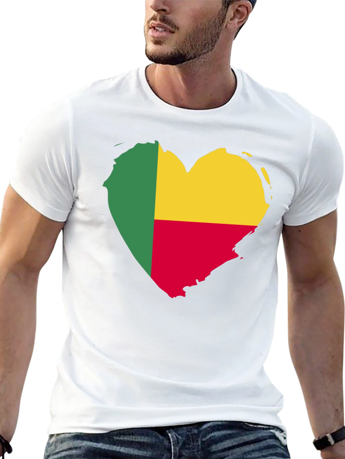 Black Benin Flag Heart T-Shirt view 13