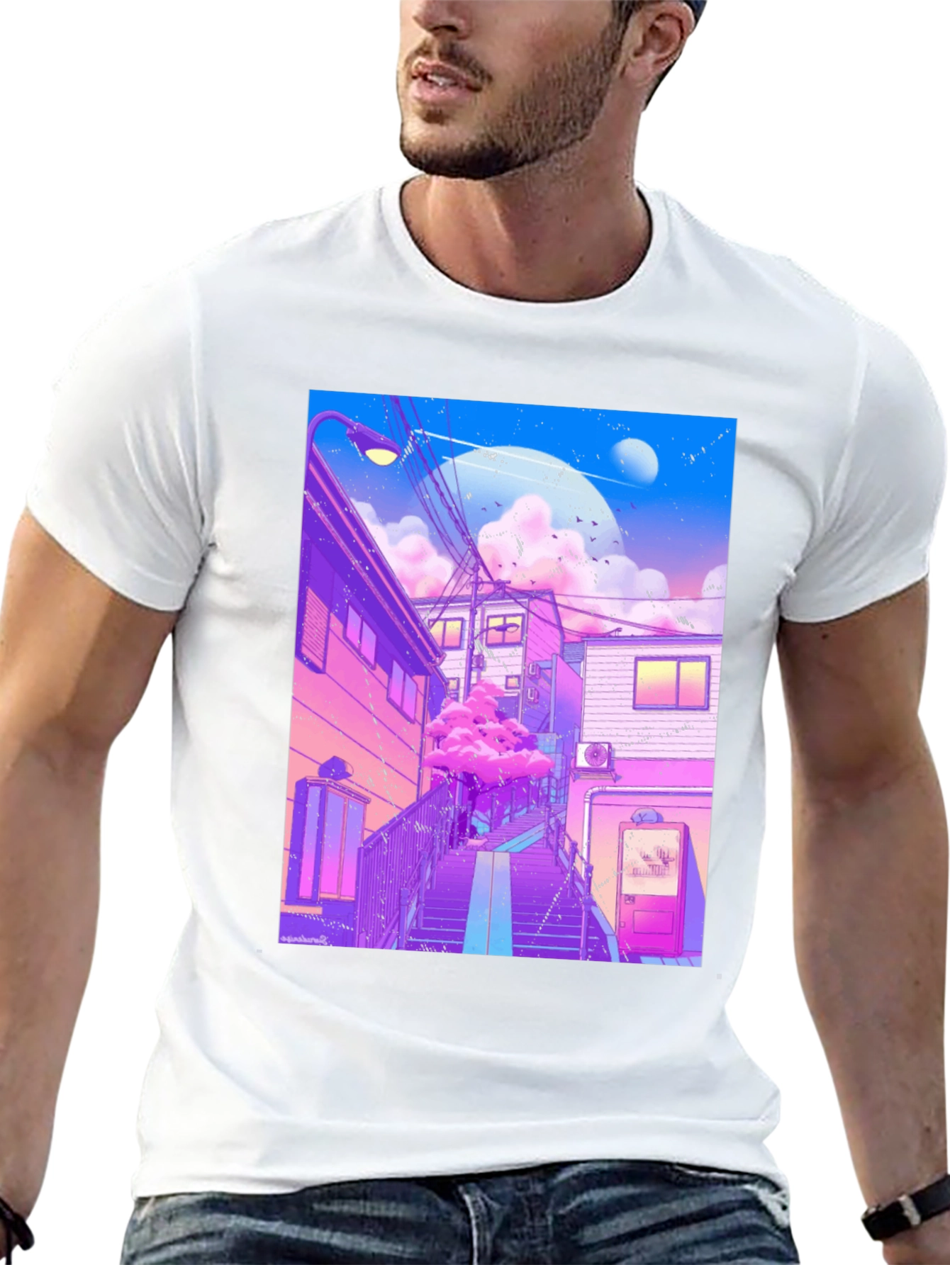 Black Anime Vaporwave Graphic Tee - Urban Aesthetic T-Shirt view 13