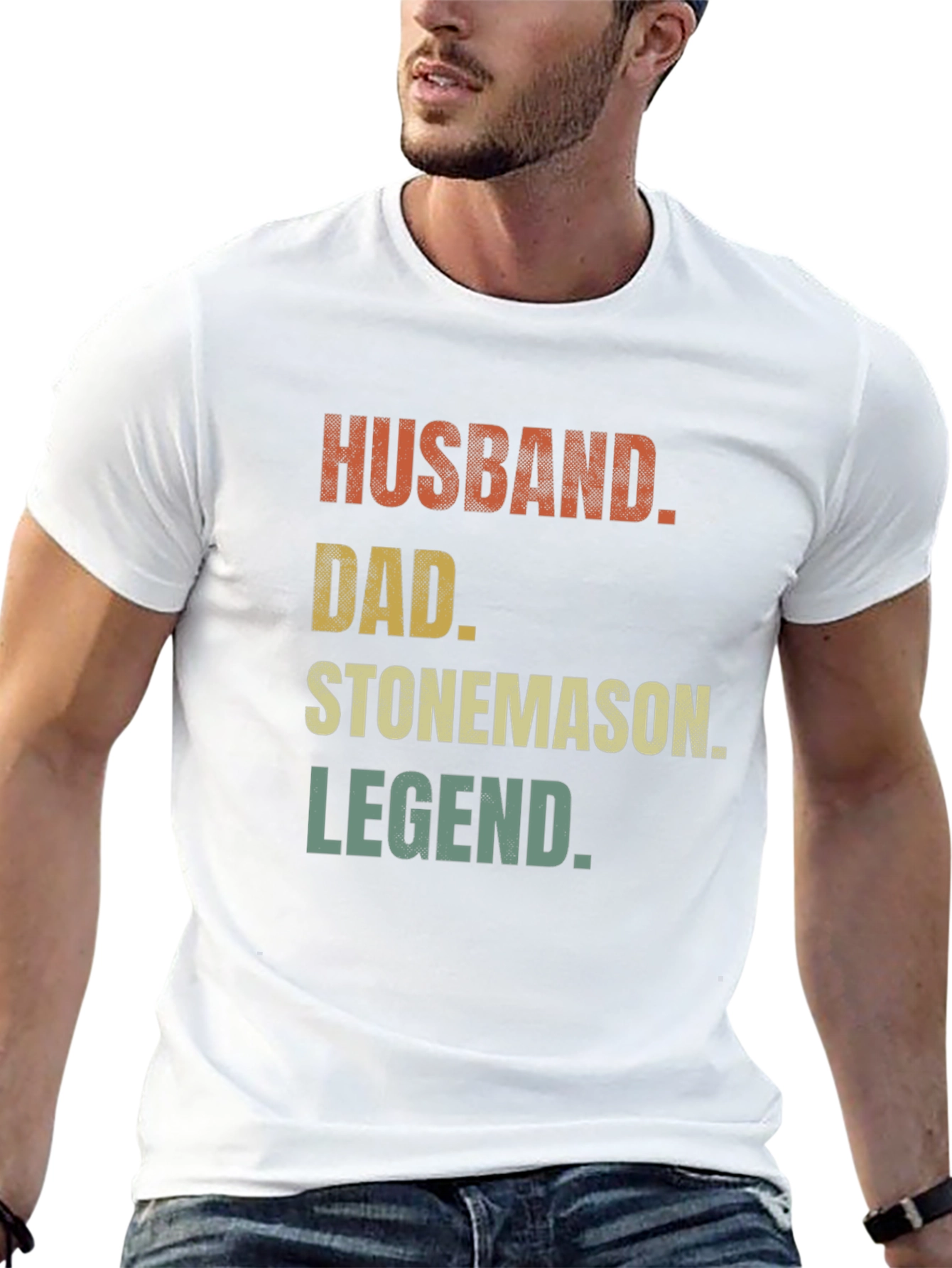 Black Husband Dad Stonemason Legend Black T-Shirt view 13