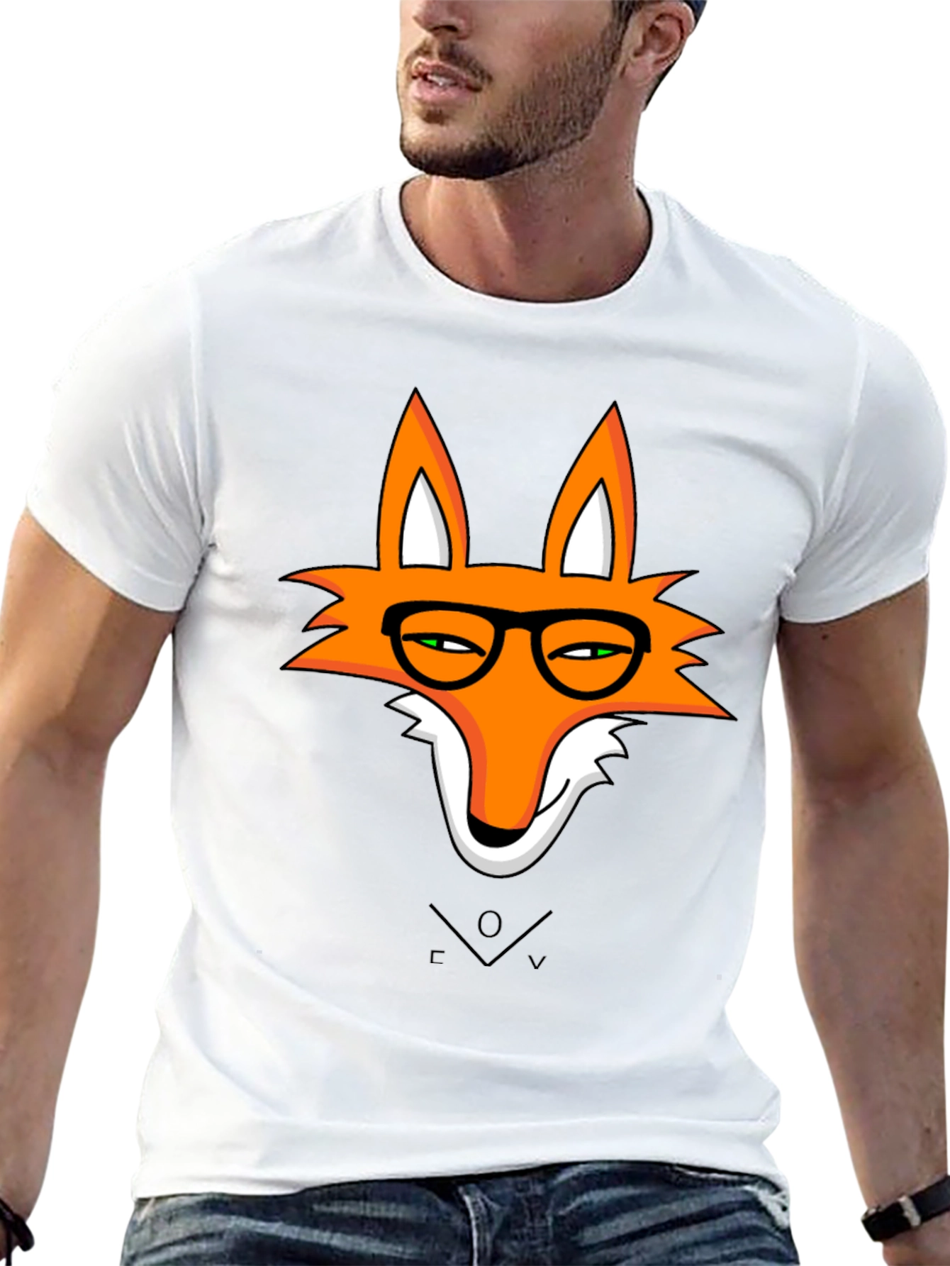 Black Fox With Glasses Graphic T-Shirt view 13