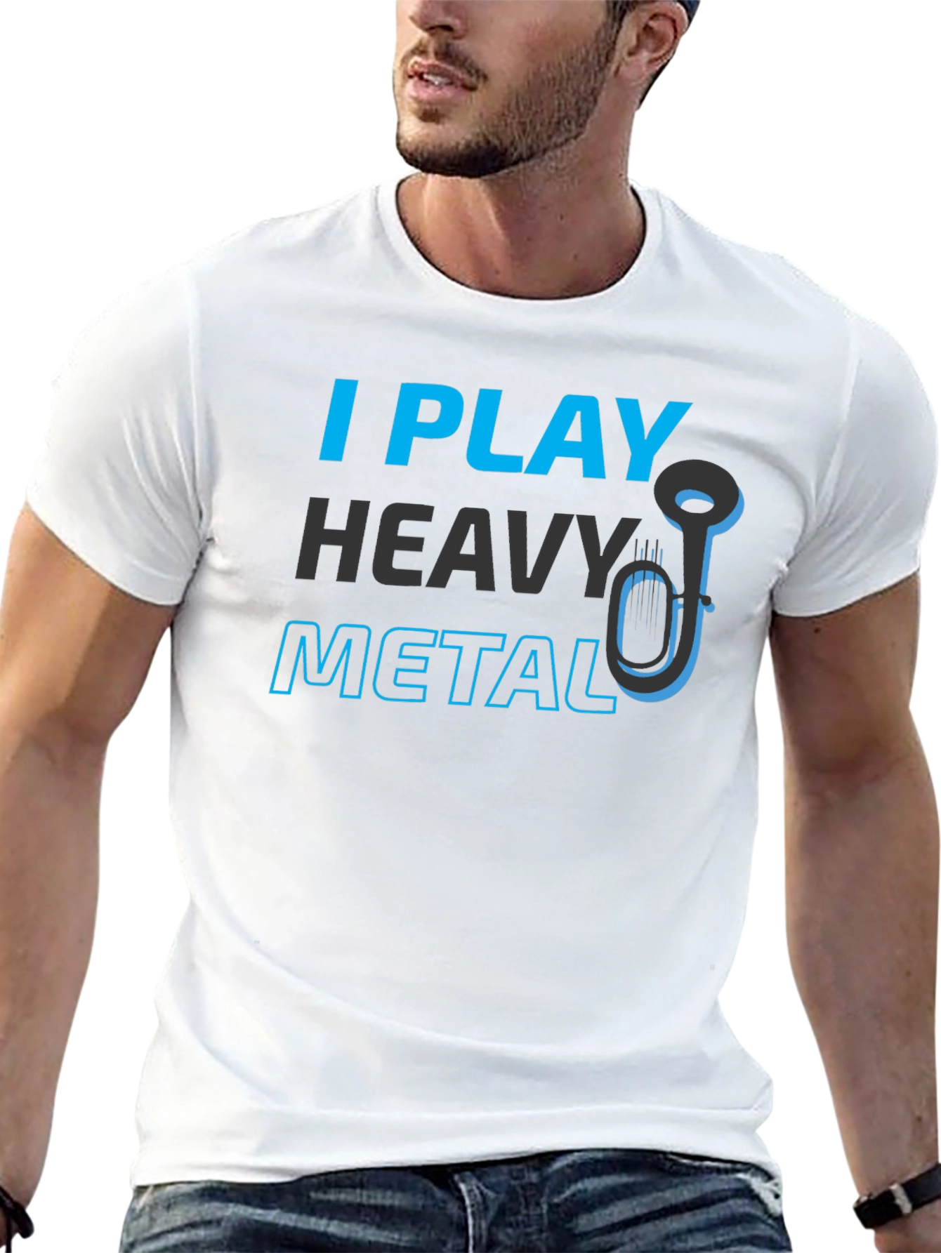 Black I Play Heavy Metal T-Shirt - Funny Musician Tee view 13