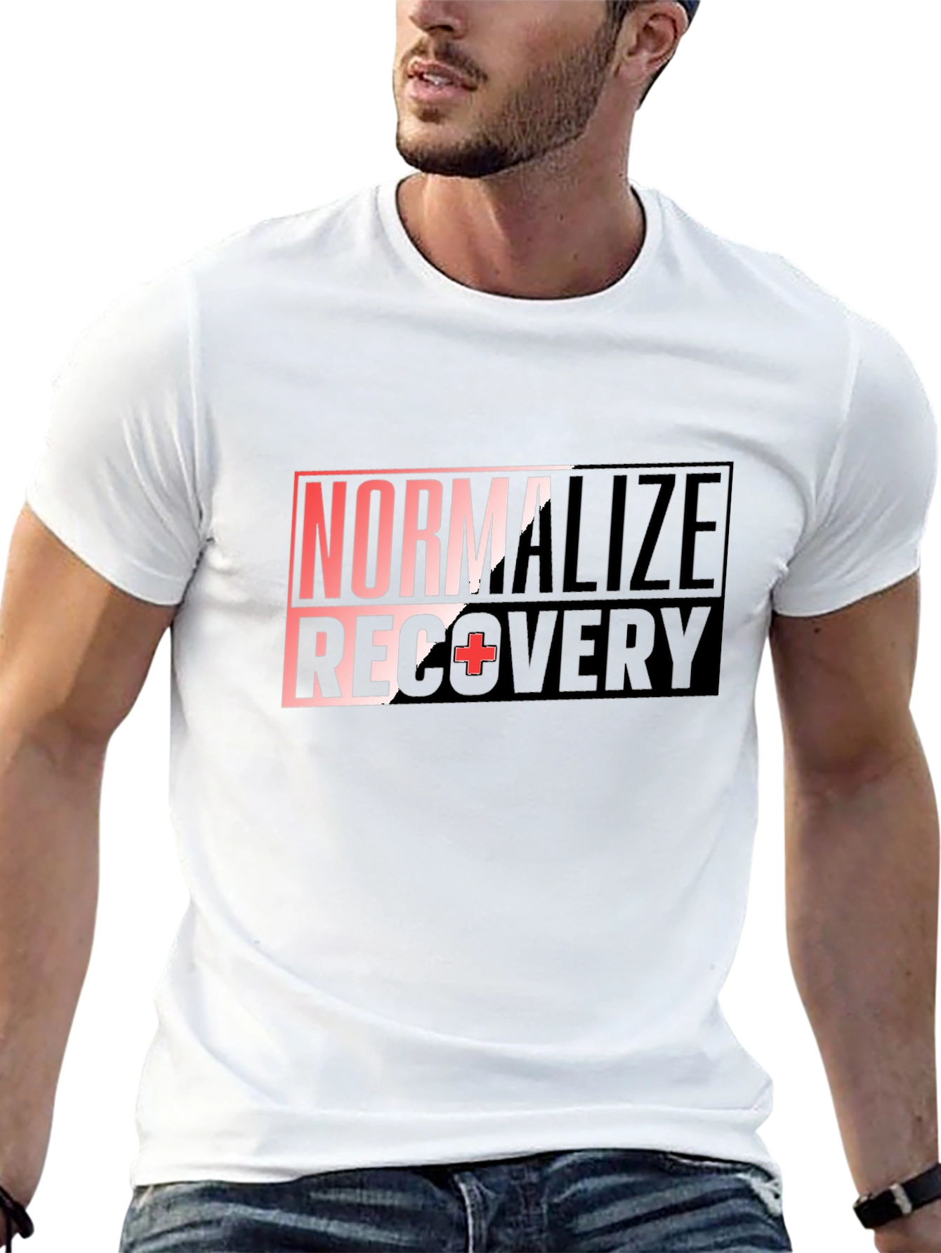 Black Normalize Recovery T-Shirt - Graphic Print Black Tee view 13