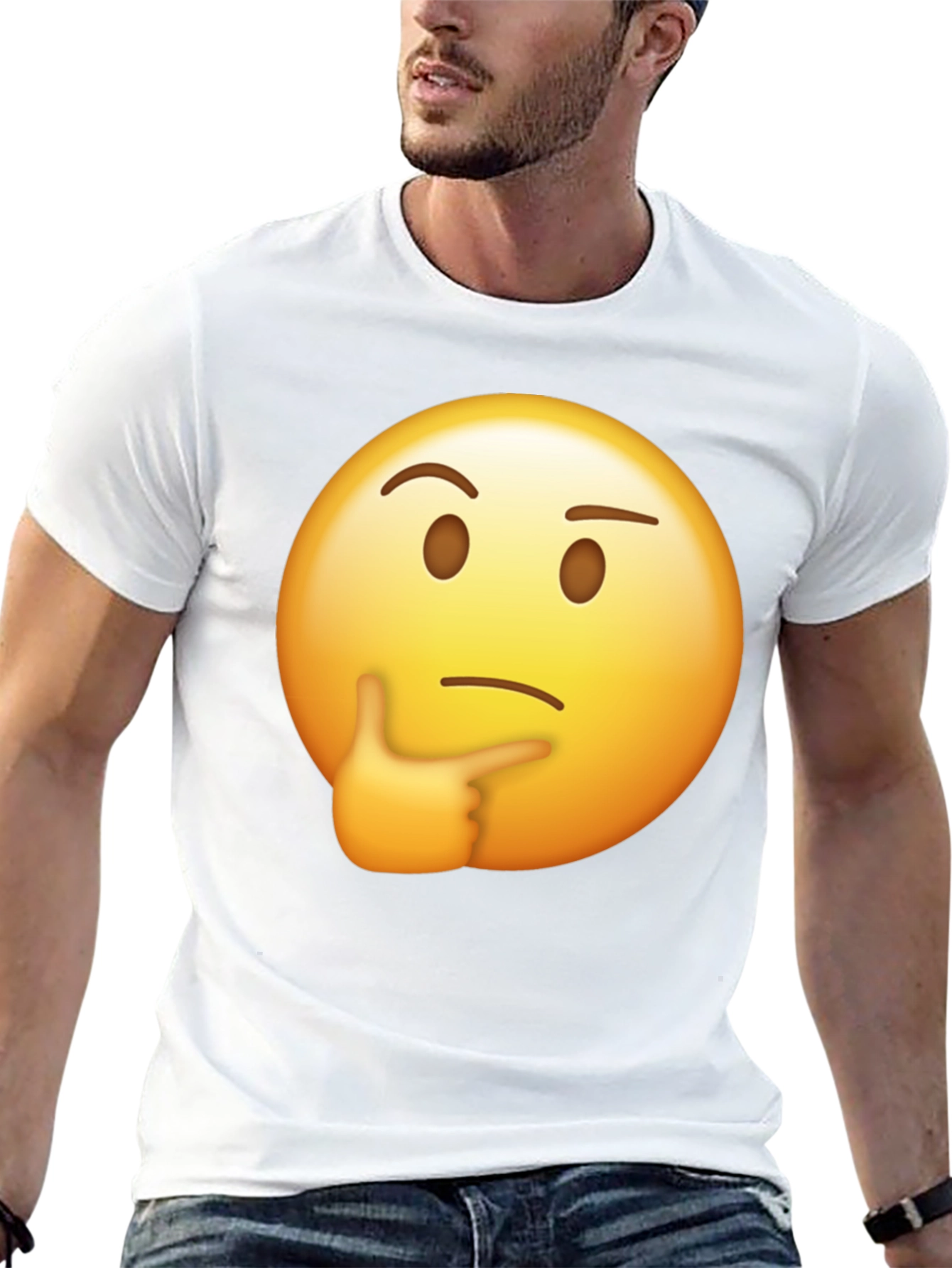 Black Thinking Emoji Graphic T-Shirt view 13