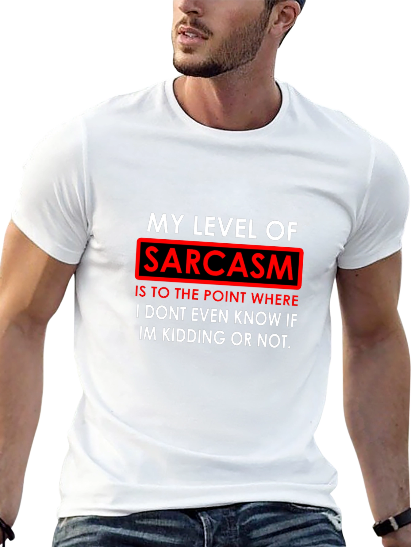 Black Sarcasm Level T-Shirt - Funny Graphic Tee view 13