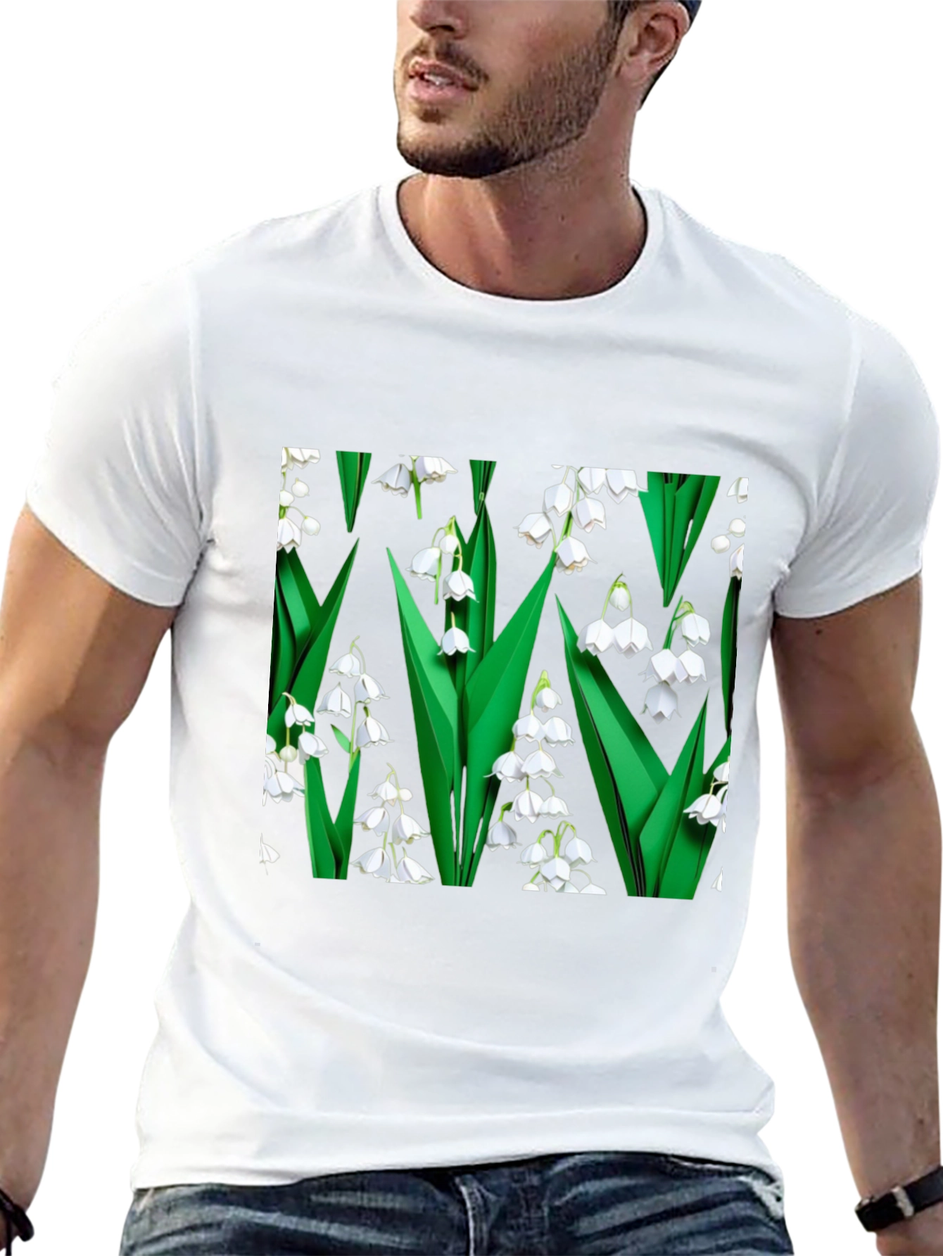 Black Lily of the Valley Print Black T-Shirt view 13