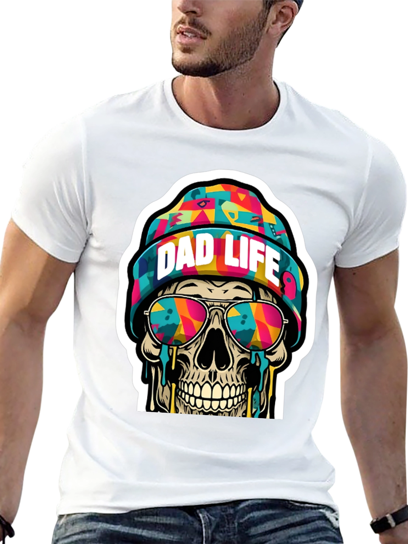 Dad Life Skull Graphic Tee - Cool Father's Day Shirt - 13