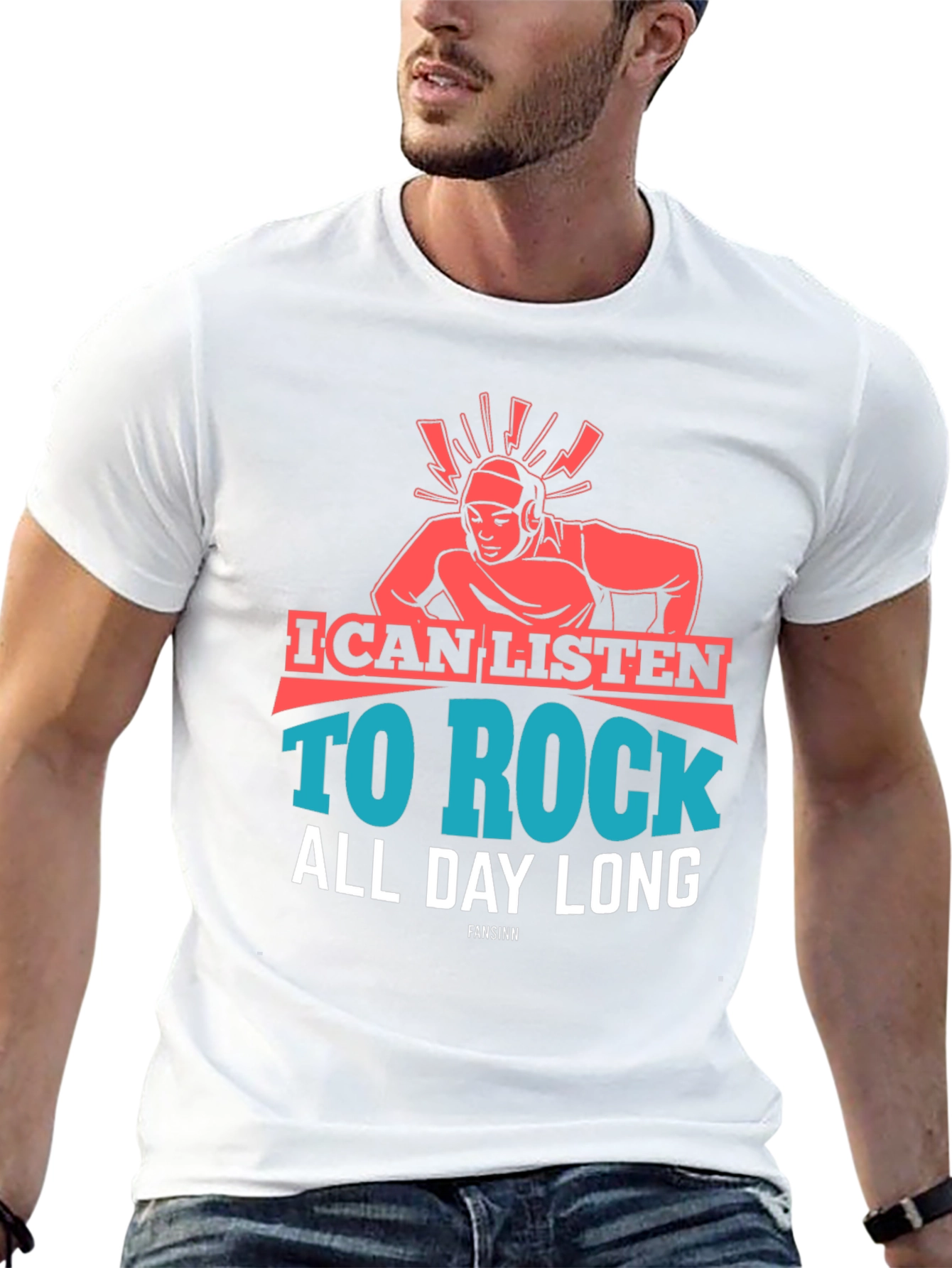 Black Rock Music Lover T-Shirt - I Can Listen All Day Long view 13