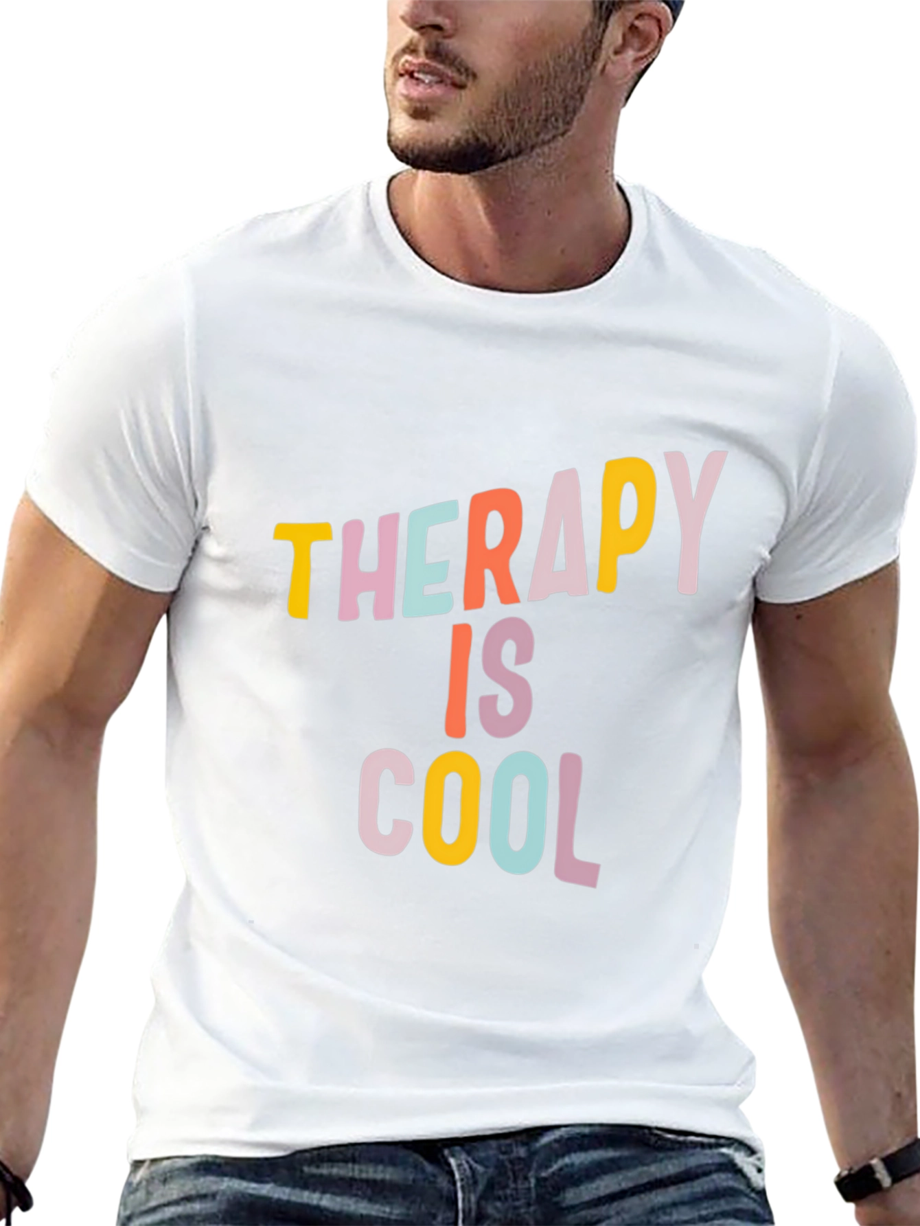 Black Therapy is Cool Graphic Tee - Trendy Unisex T-Shirt view 13