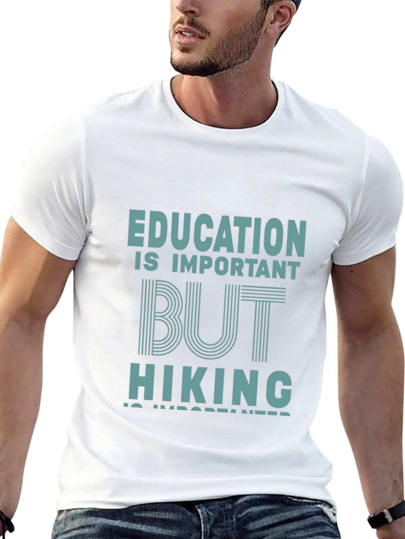 Black Education vs Hiking Tee - Mens Graphic Novelty T-Shirt view 13