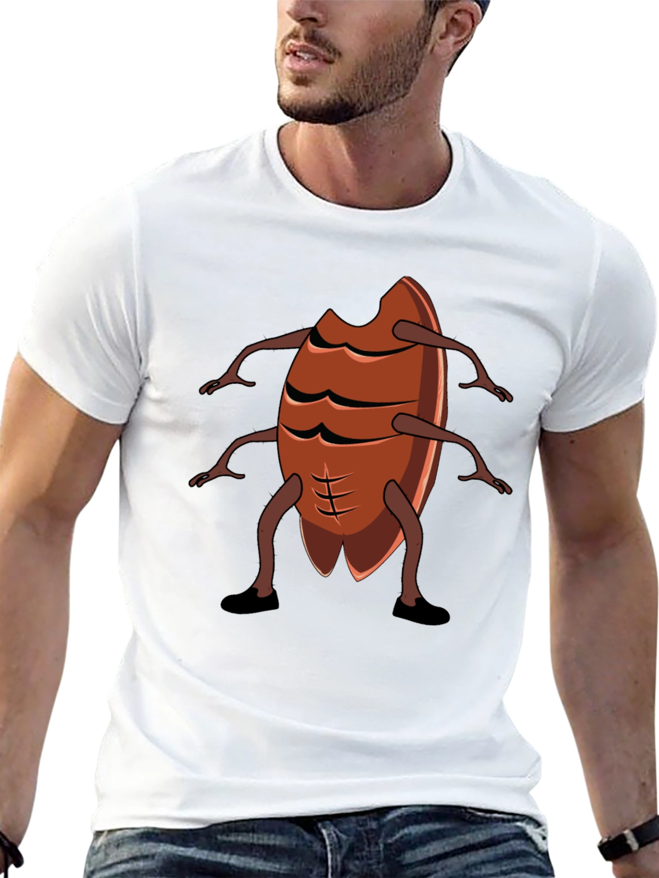 Black Cockroach Bodybuilder Graphic Tee - Funny Insect Gym Shirt view 13