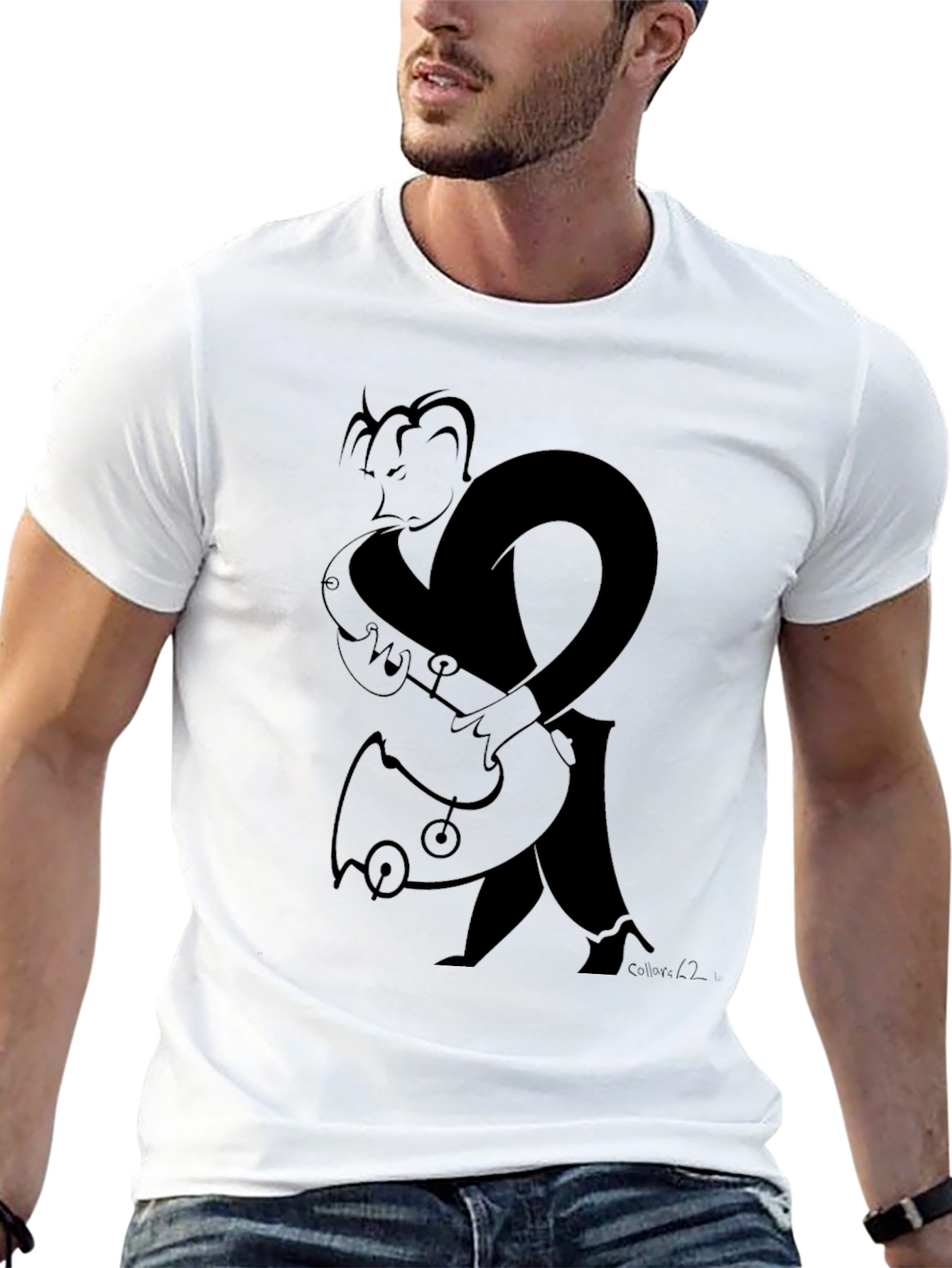 Black Saxophone Player Graphic Tee - Black view 13