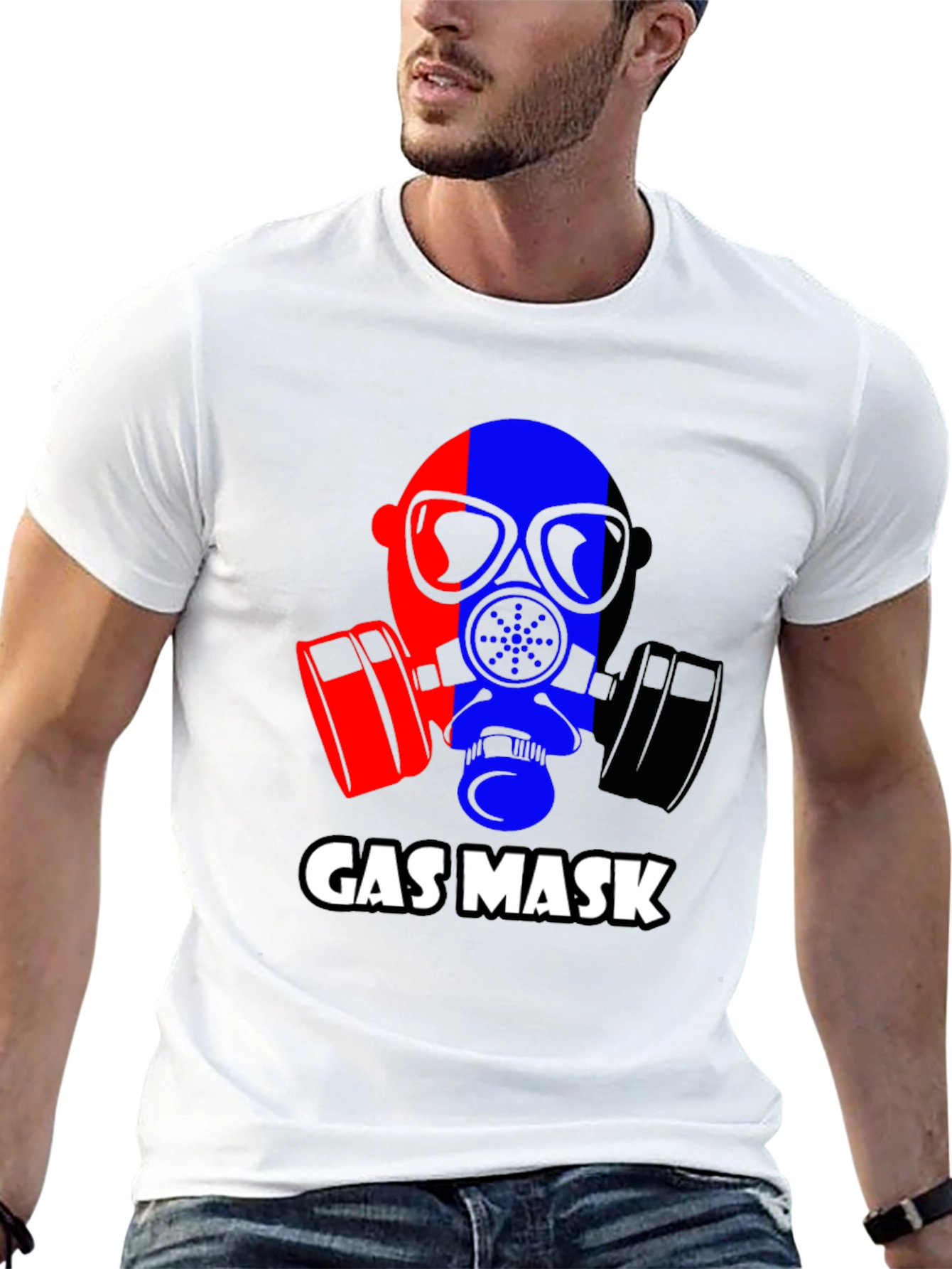 Black Gas Mask Graphic Tee - Bold Statement T-Shirt view 13
