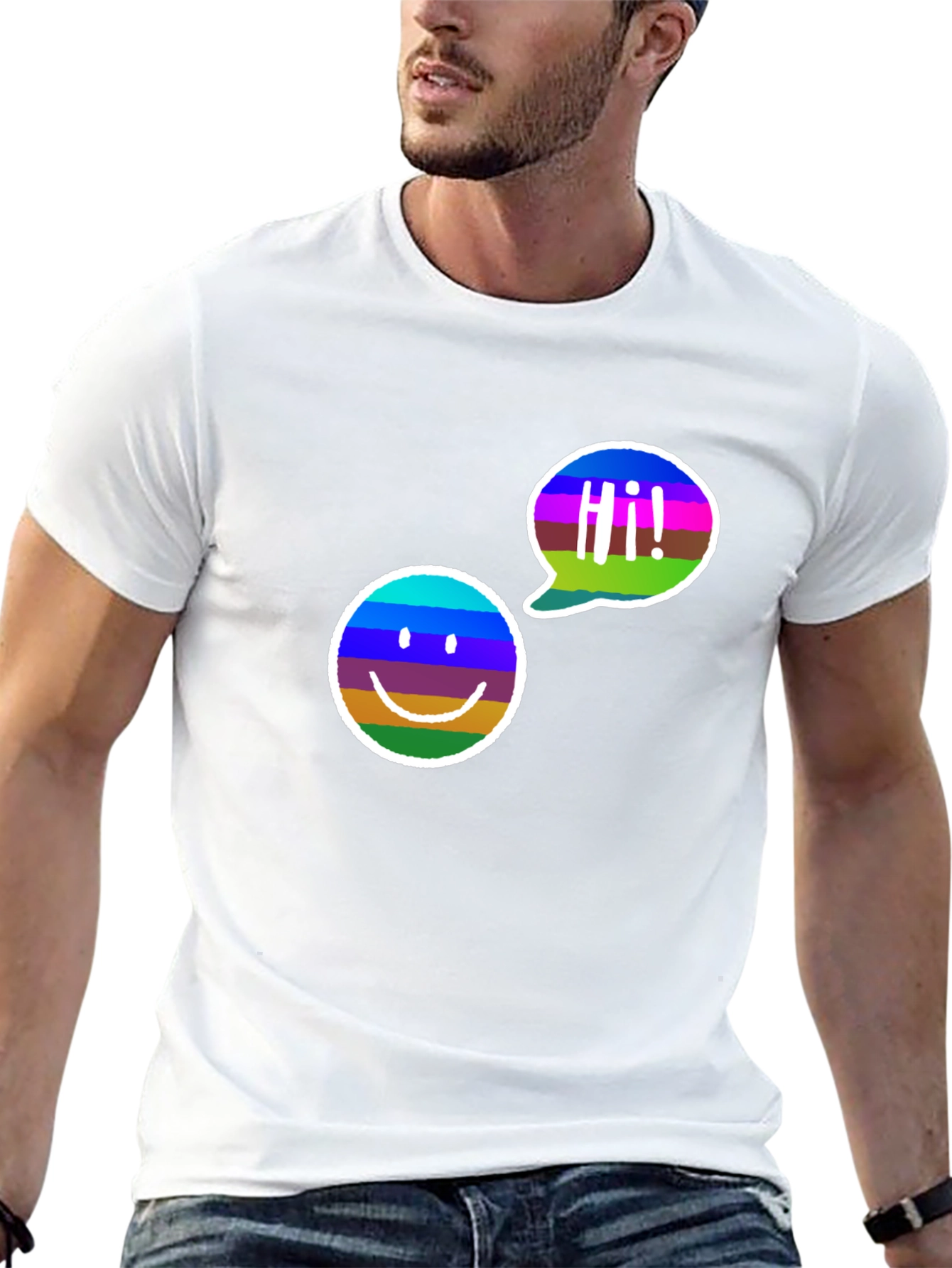 Black Cool Smiley Face Graphic Tee - Black Cotton T-Shirt view 13