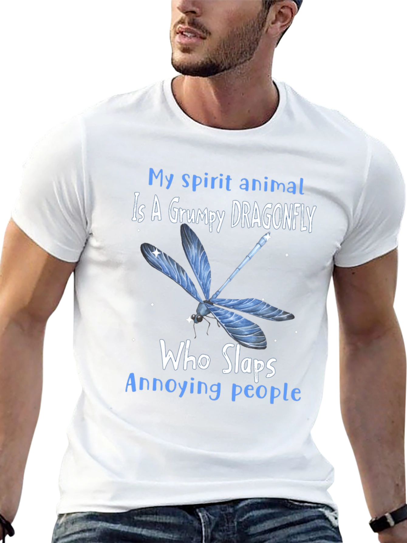 Black Grumpy Dragonfly T-Shirt: Slaps Annoying People Funny Tee view 13