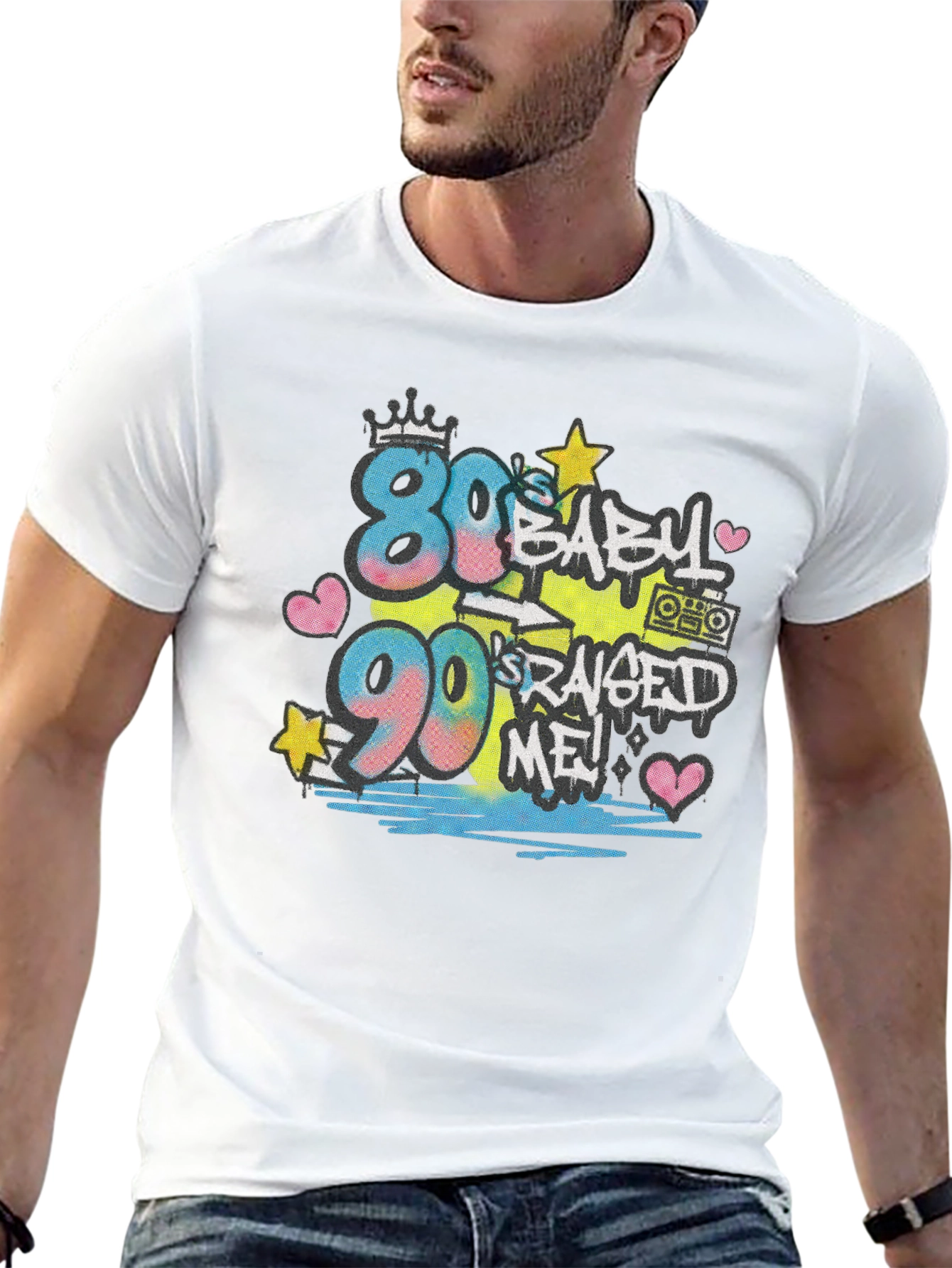 Black 80s Baby 90s Raised Me T-Shirt view 13