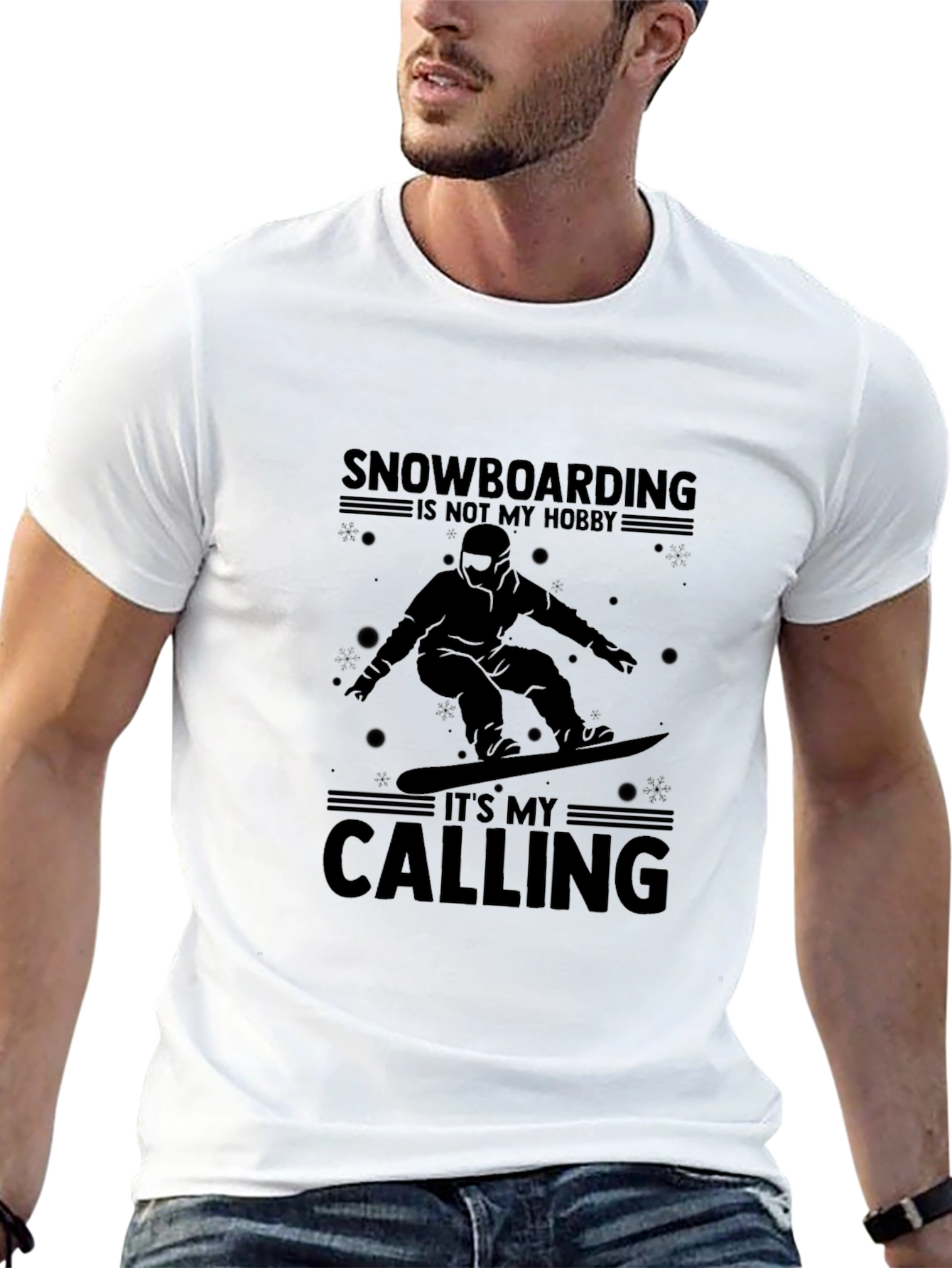 Black Snowboarding Is My Calling Graphic T-Shirt view 13