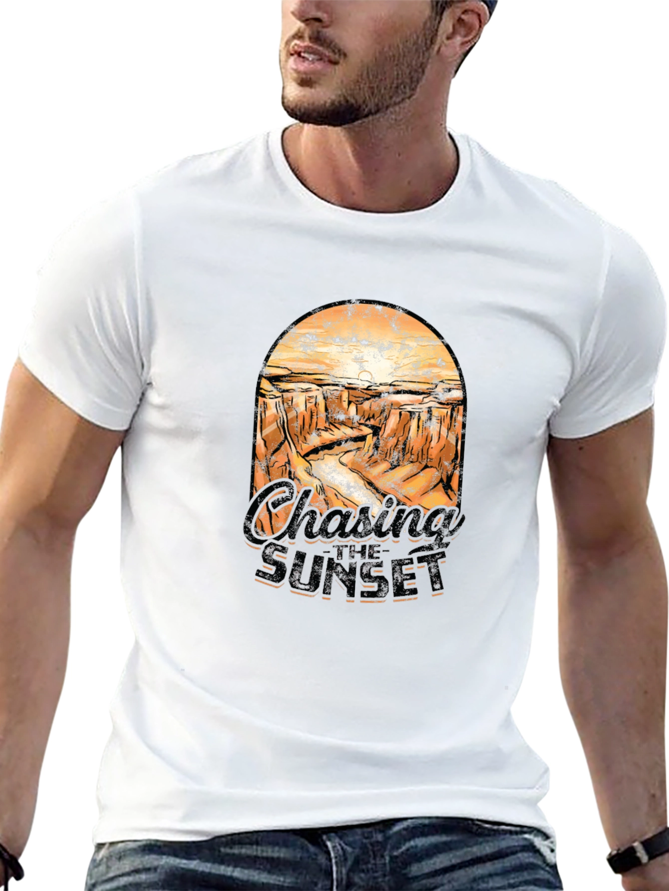 Black Chasing The Sunset Graphic T-Shirt view 13