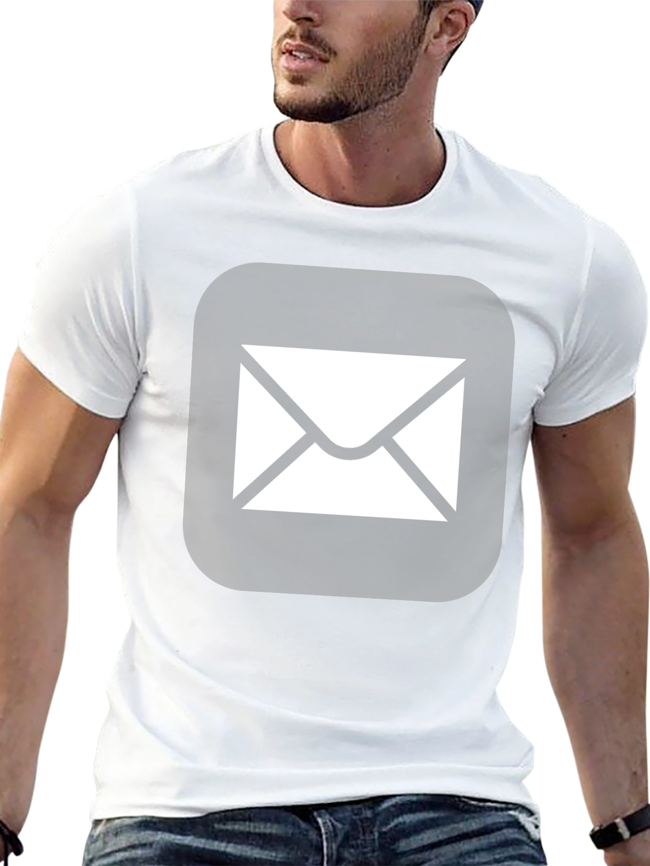 Black Men's Black T-Shirt with Email Icon view 13