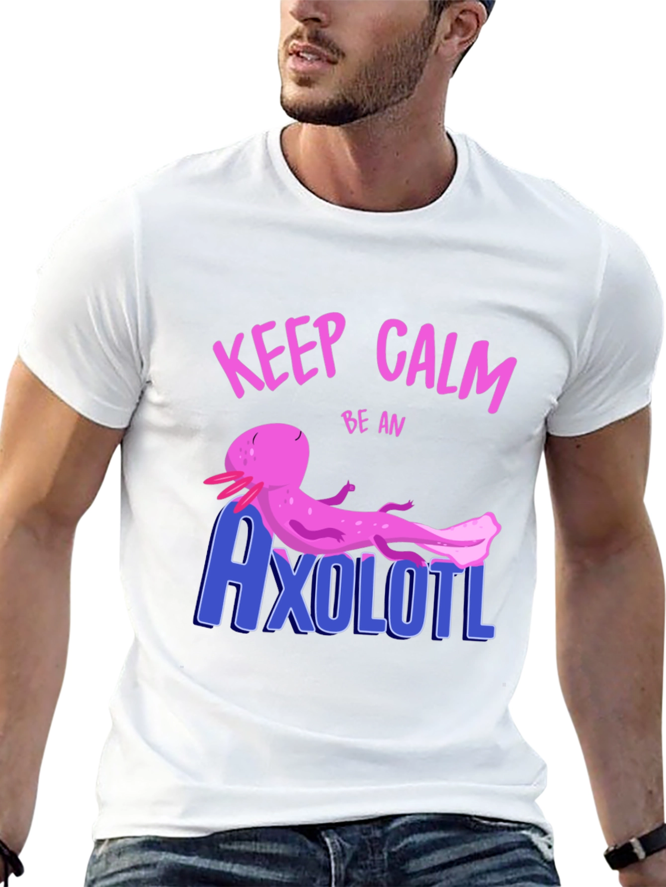 Black Keep Calm Be An Axolotl Graphic T-Shirt view 13