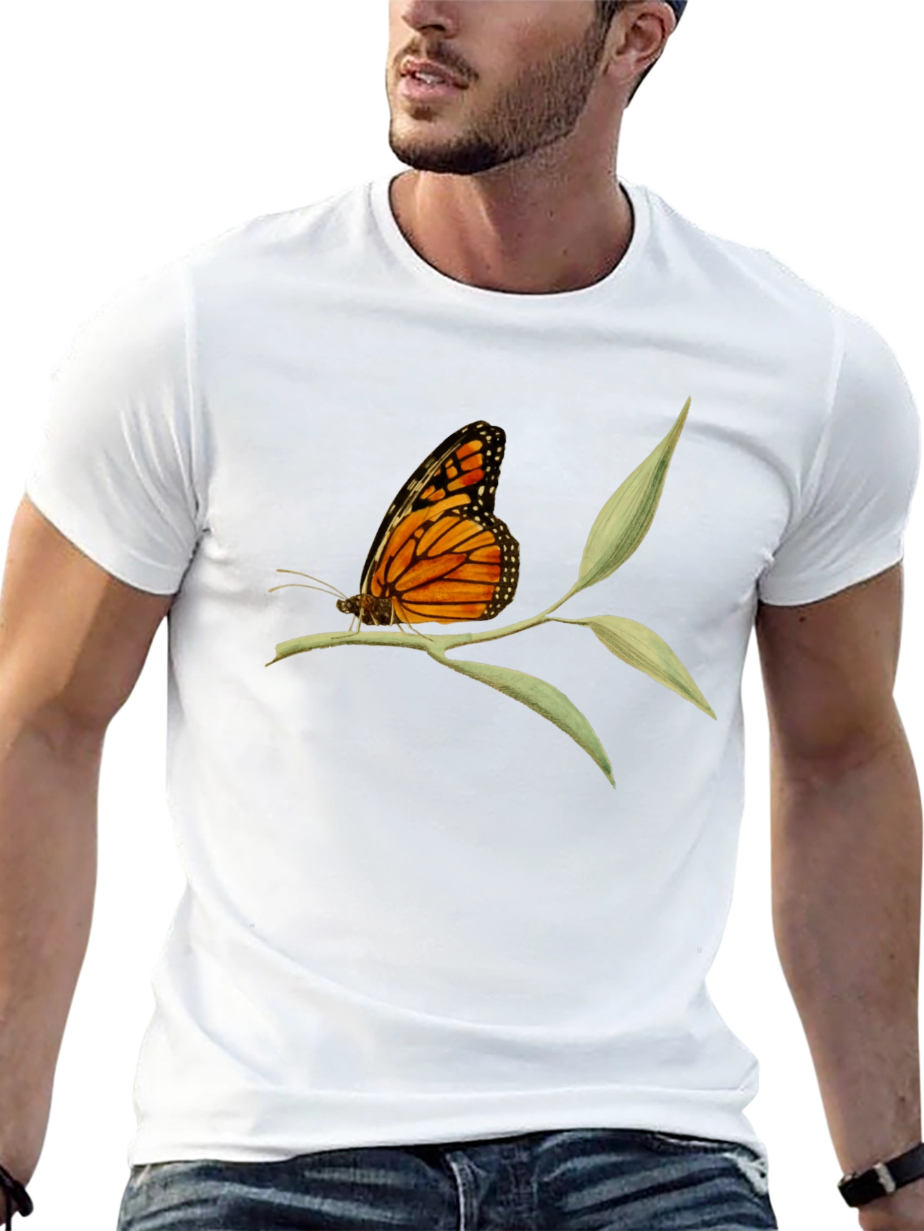 Black Butterfly on Branch Graphic Tee view 13