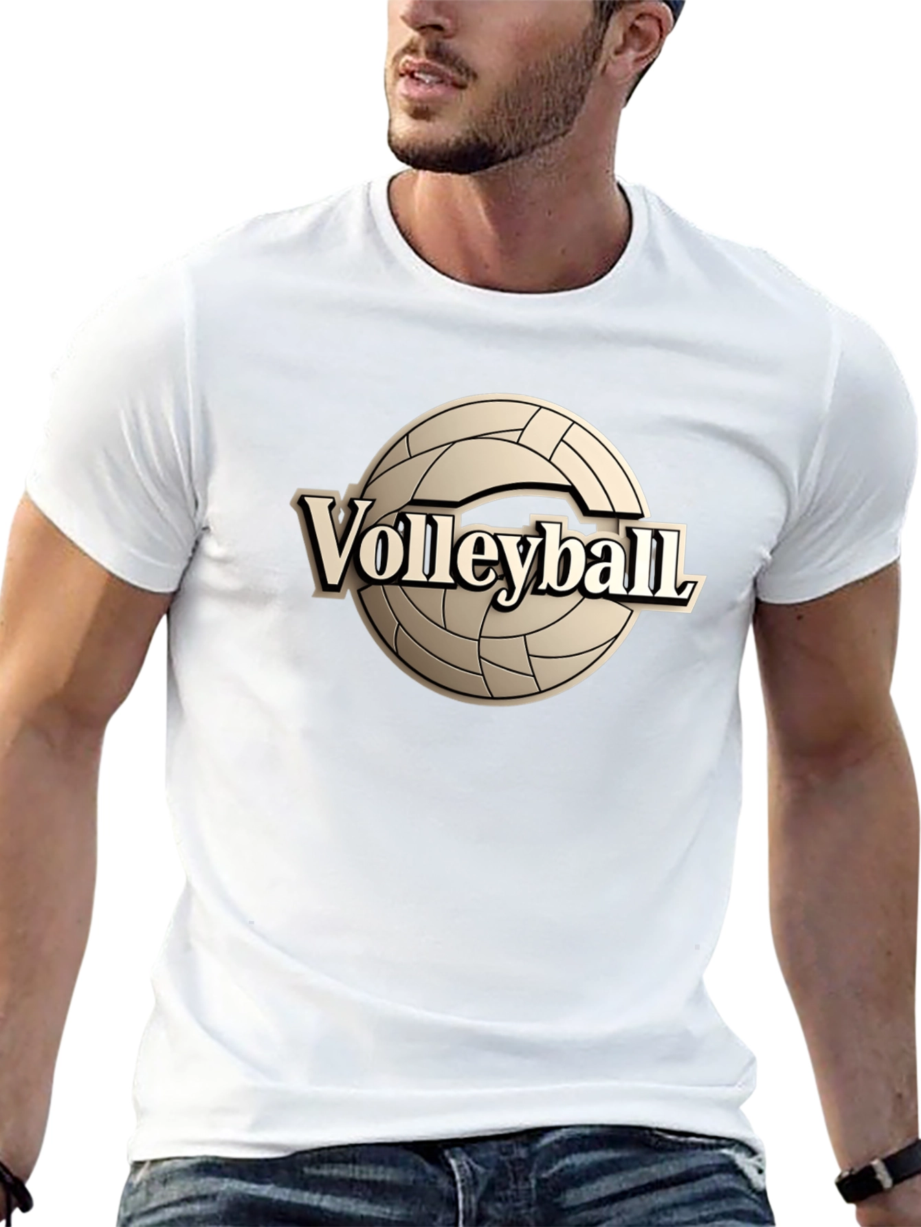 Black Volleyball Graphic Tee - Black Cotton T-Shirt view 13