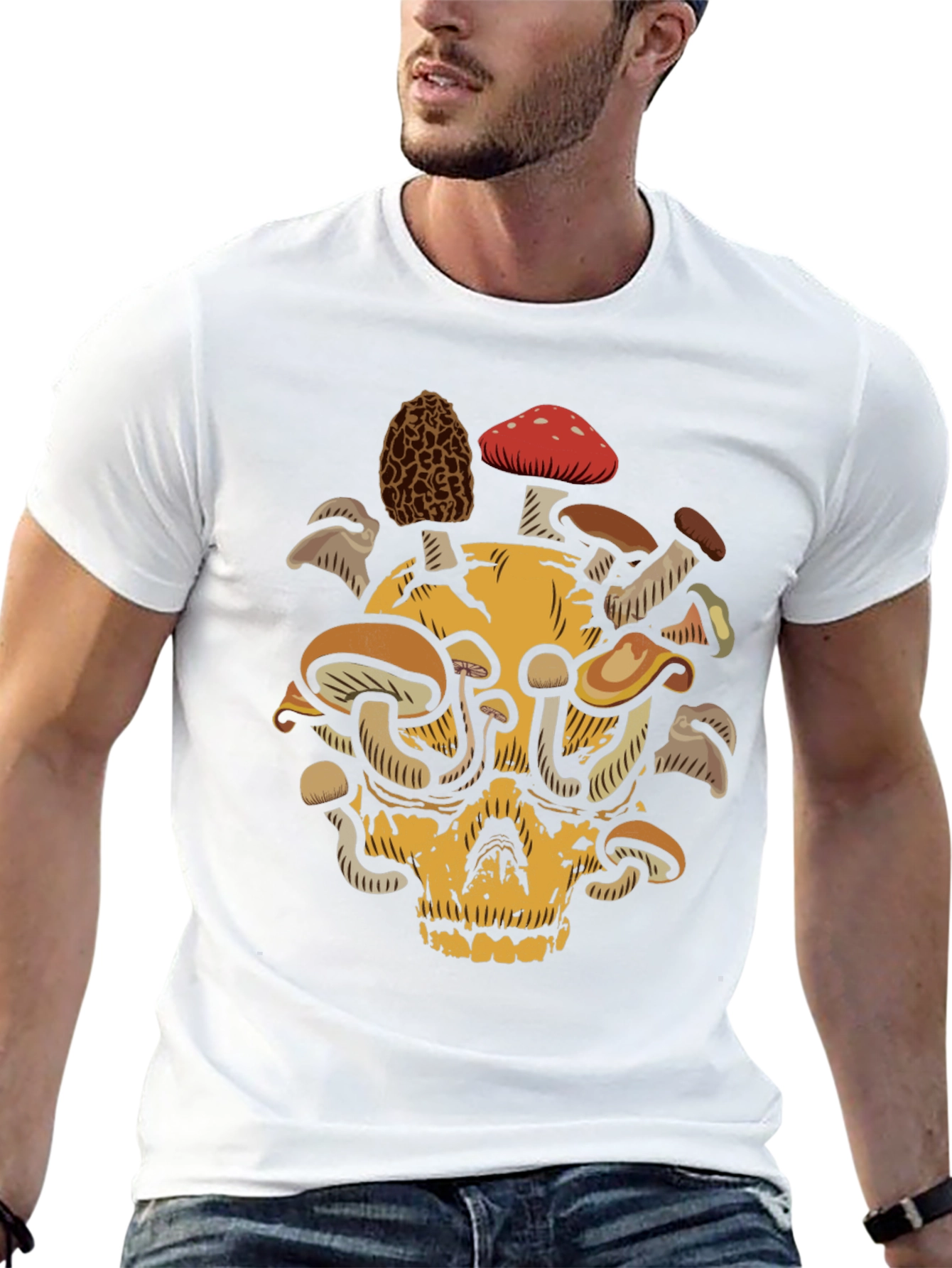Black Skull & Mushroom Graphic Tee - Unique Design view 13
