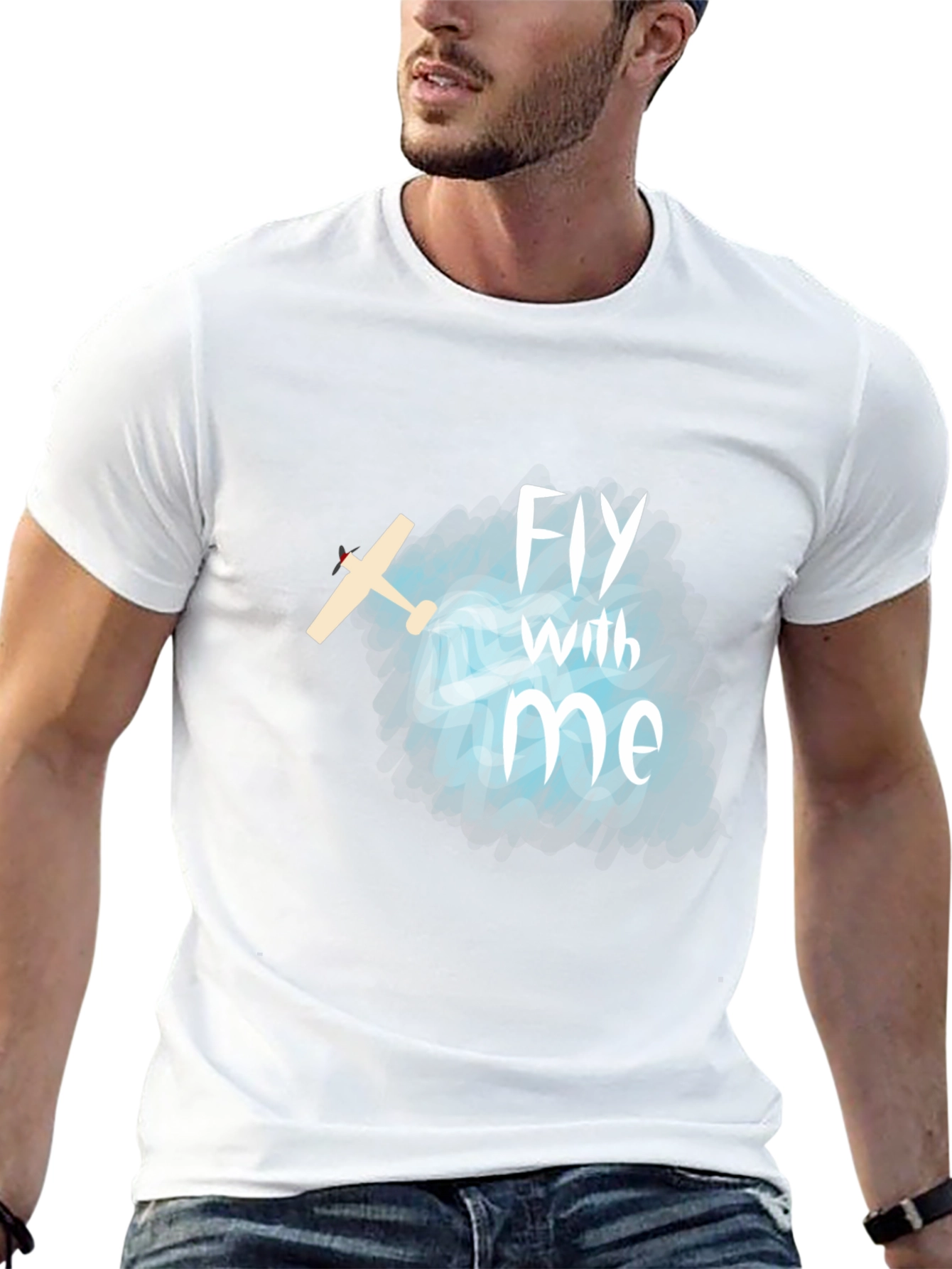 Black Fly With Me T-Shirt - Airplane Graphic Tee view 13
