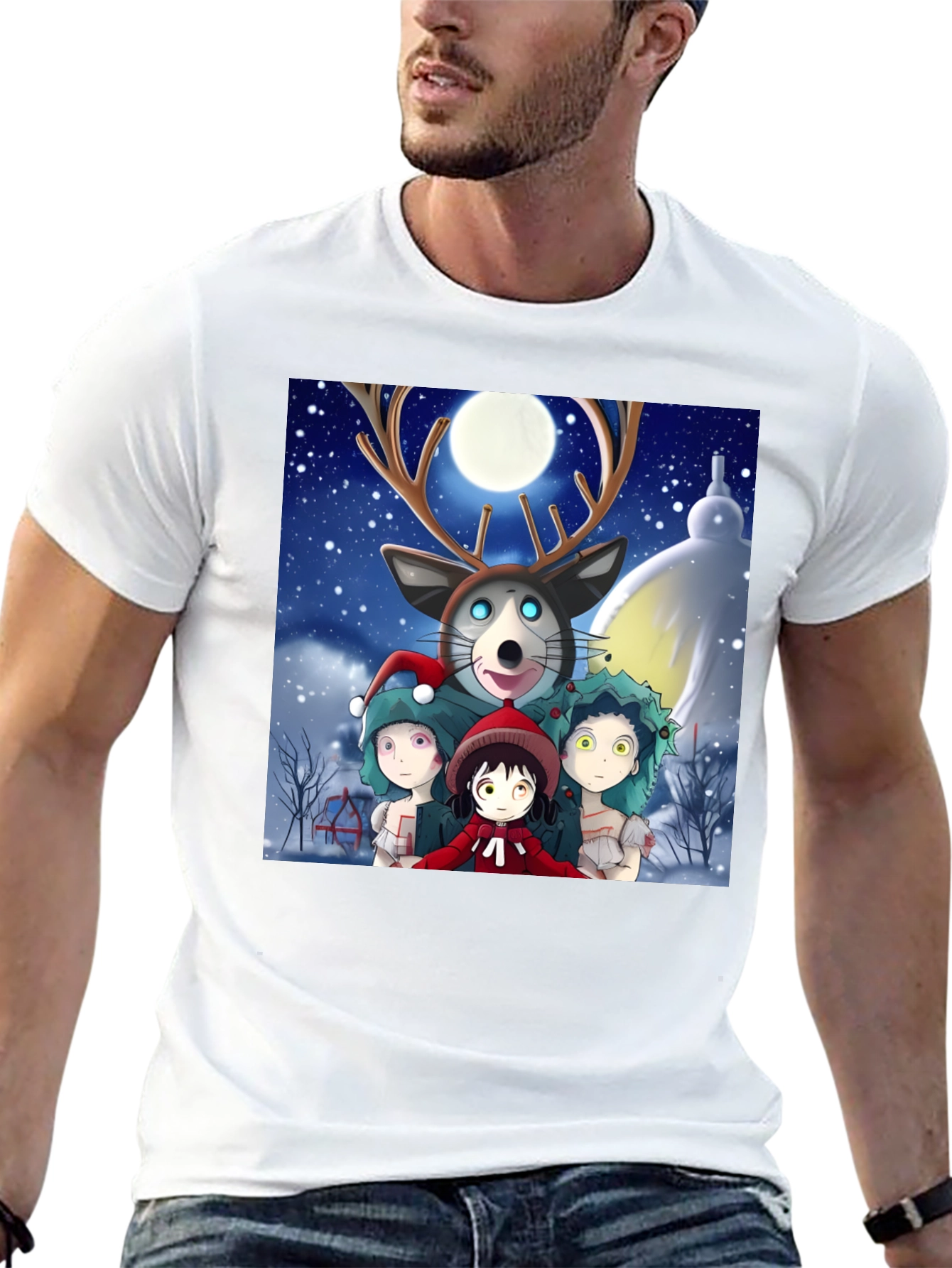 Black Anime Winter Wonderland T-Shirt view 13