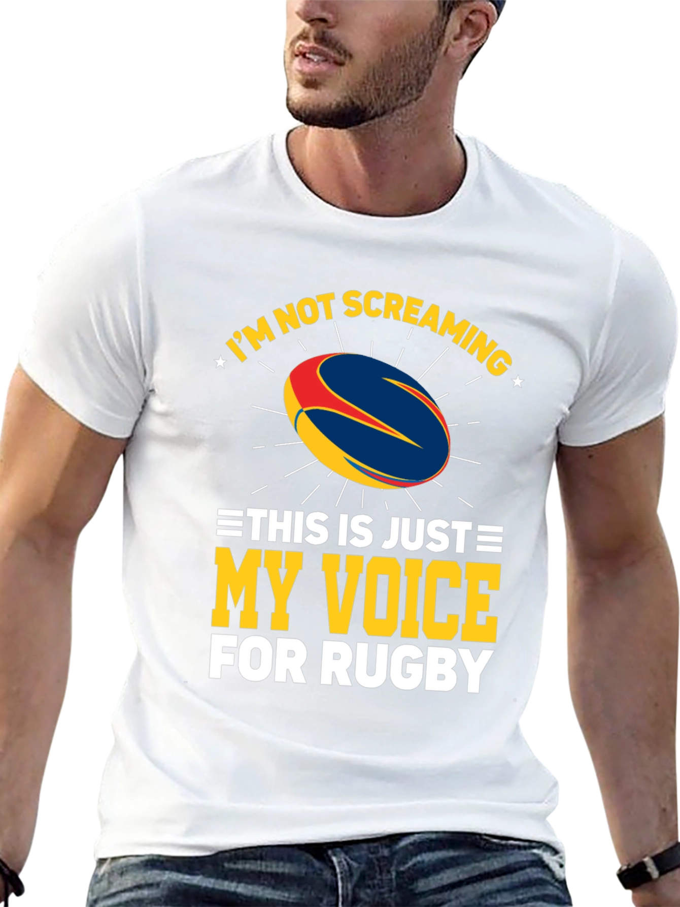 Black Rugby Fan T-Shirt: My Voice for Rugby view 13