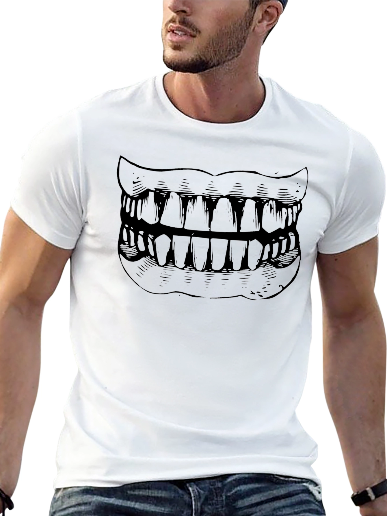Black Creepy Grin Graphic Tee - Black Humor Shirt view 13