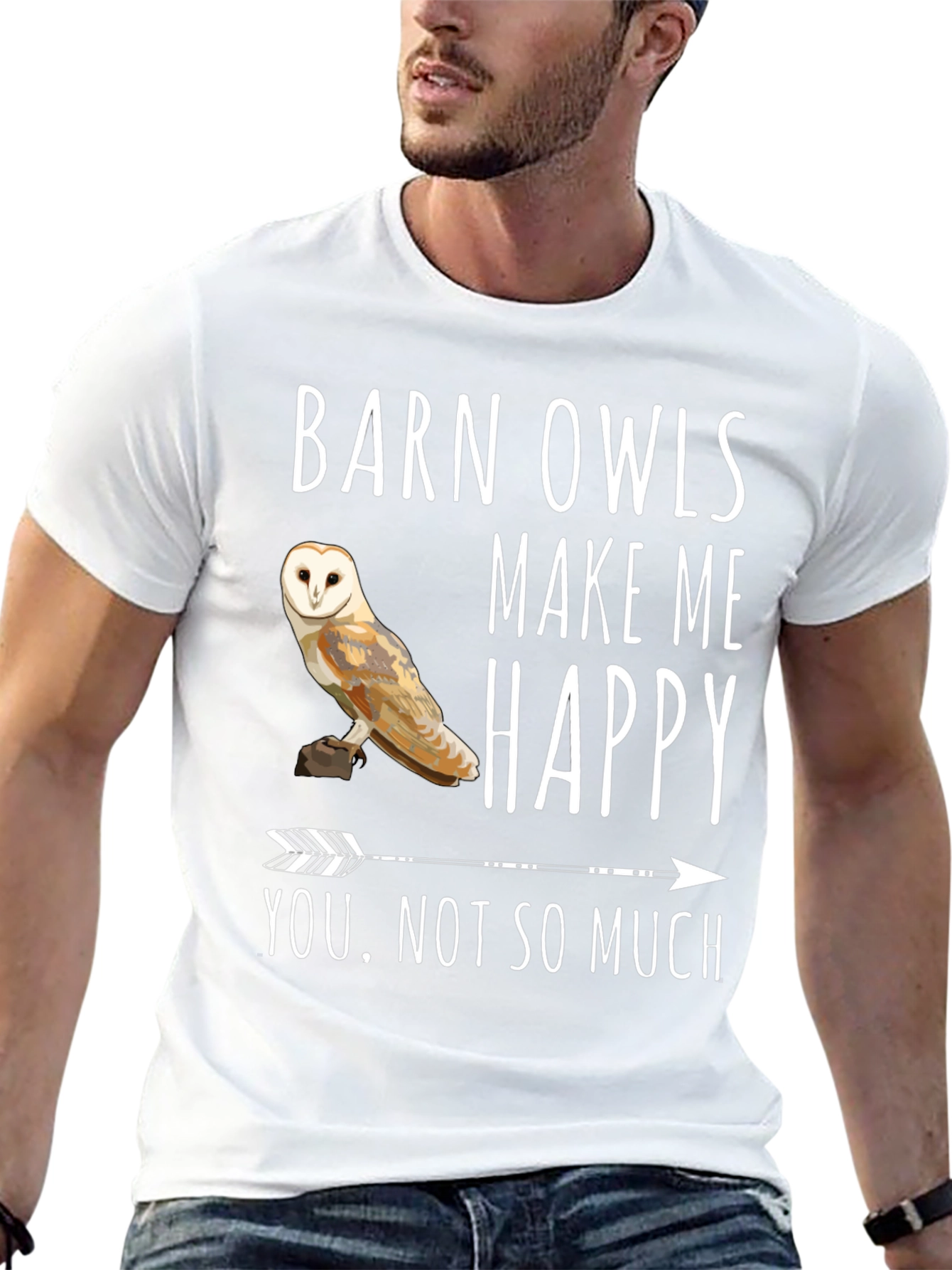 Black Barn Owl T-Shirt - Owls Make Me Happy Tee view 13