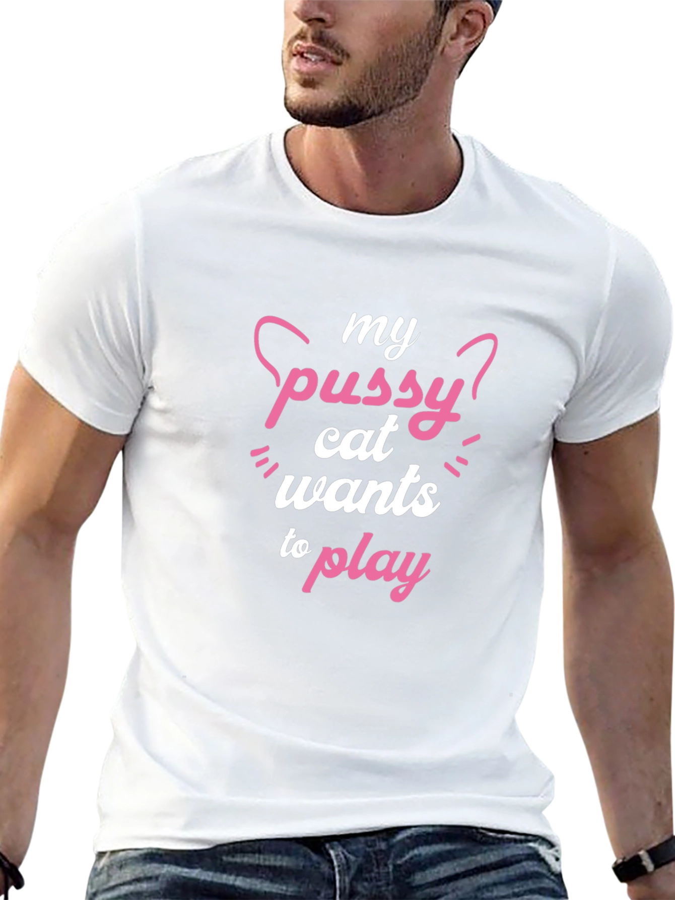 Black My Pussy Cat Wants To Play Funny T-Shirt view 13