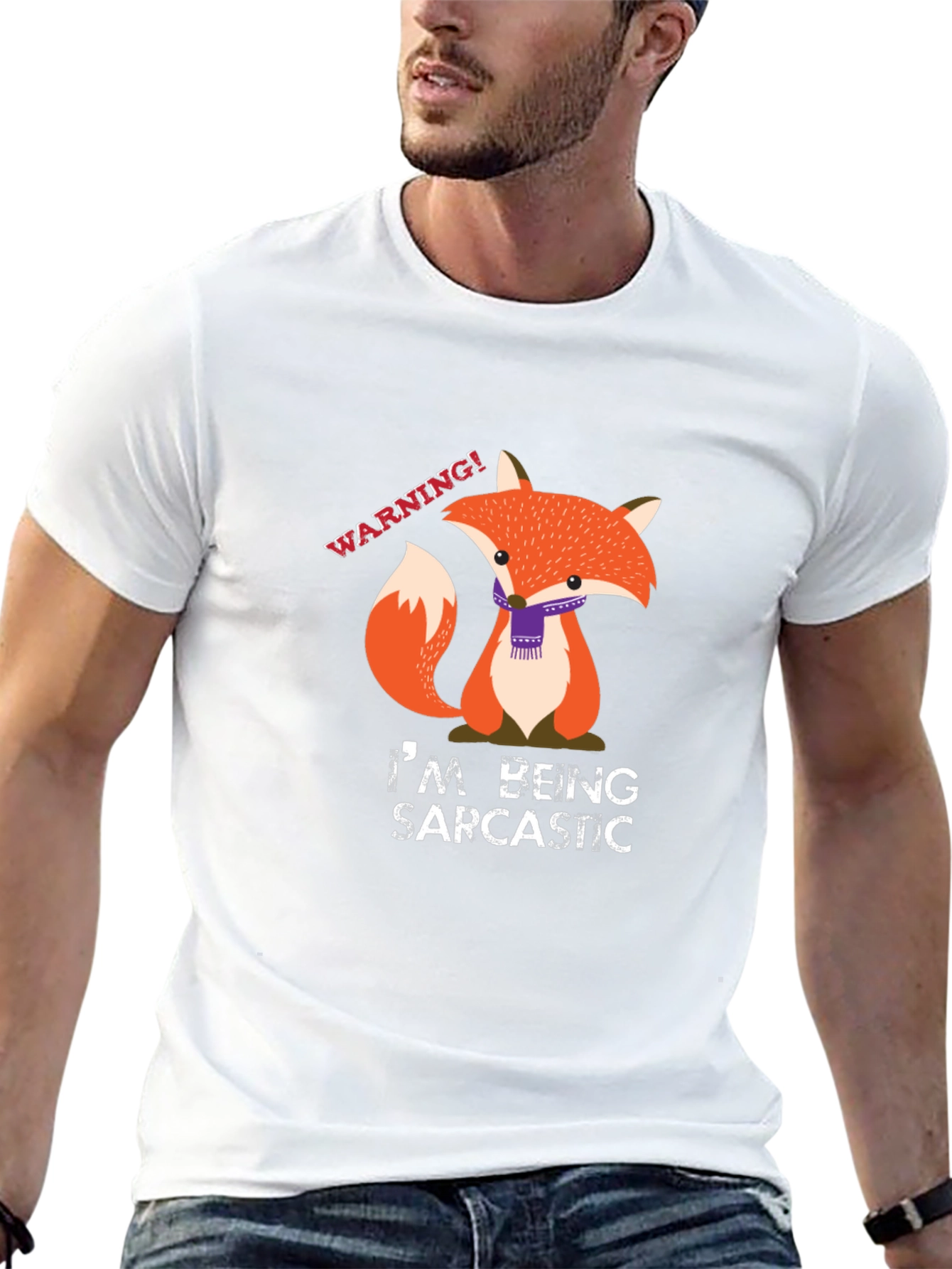 Black Sarcastic Fox Graphic Tee - Funny Animal T-Shirt view 13