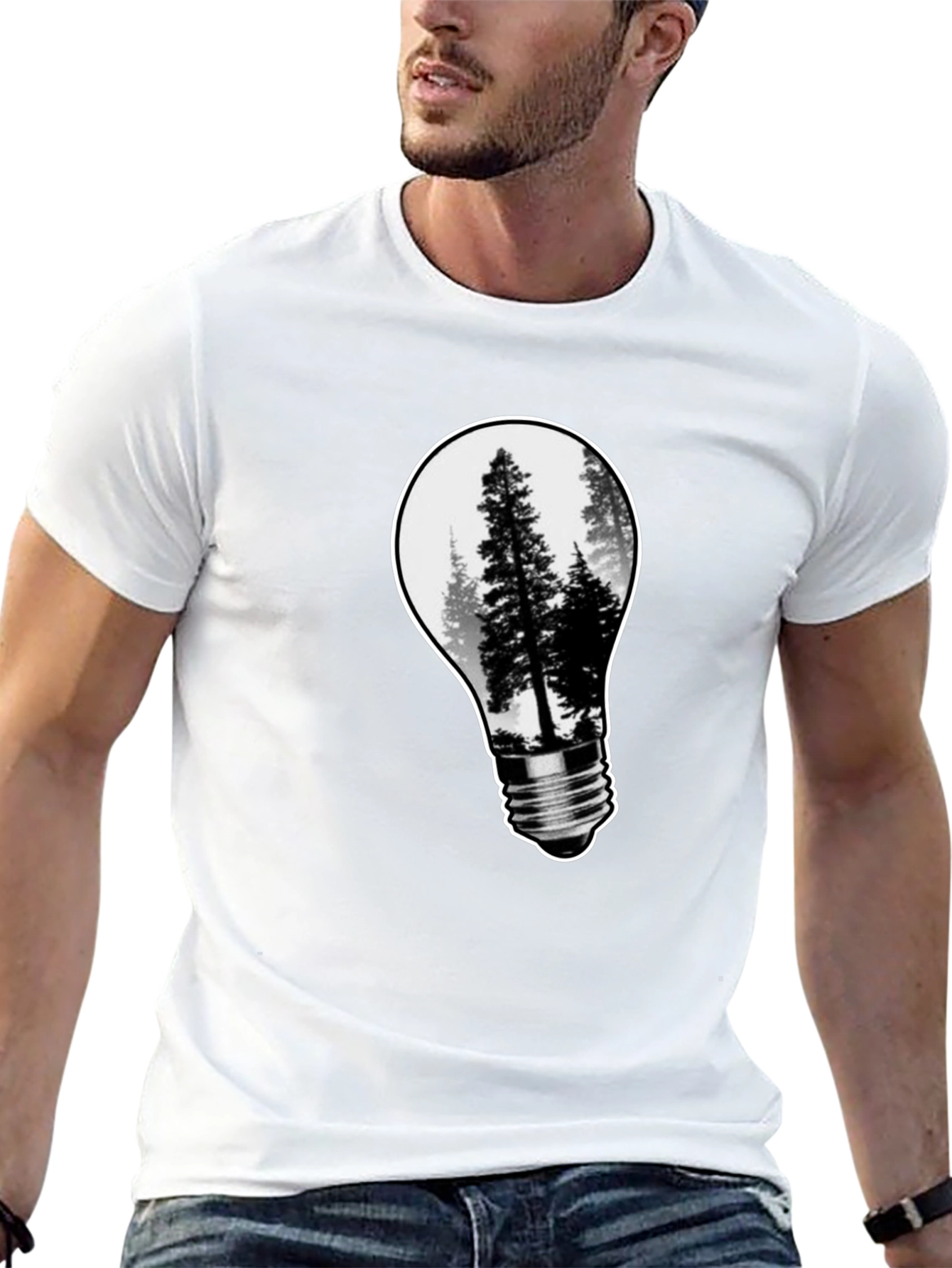 Black Nature Bulb Men's Black Graphic Tee view 13