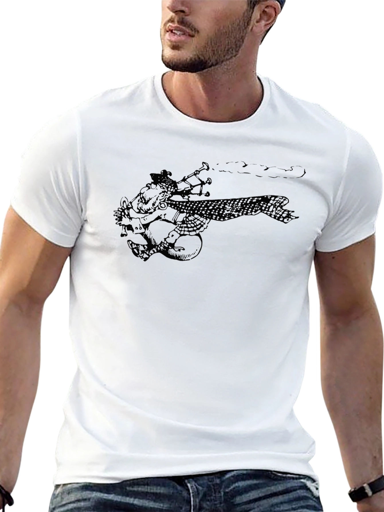 Black Bagpipe Player Graphic Tee - Unisex Black T-Shirt view 13