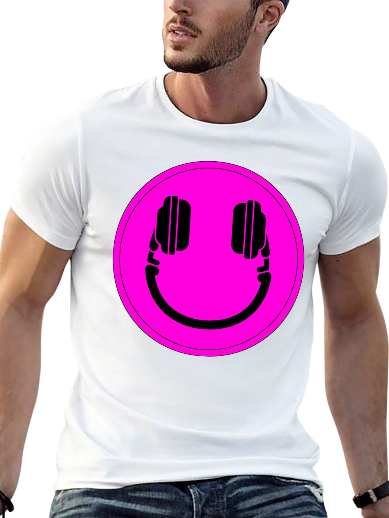 Black Headphone Smiley Graphic Tee - Black view 13