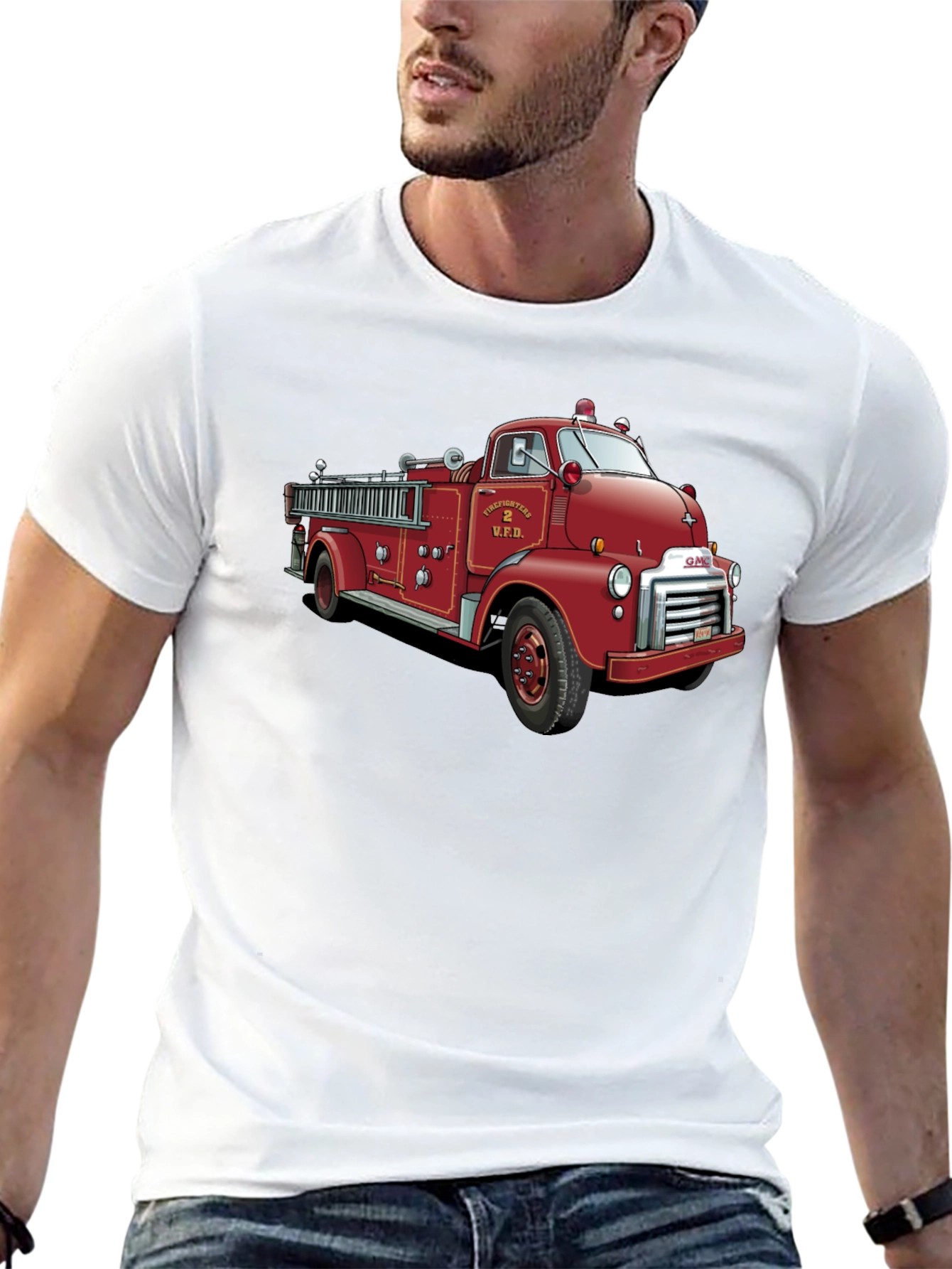 Black Vintage Firetruck Graphic T-Shirt view 13