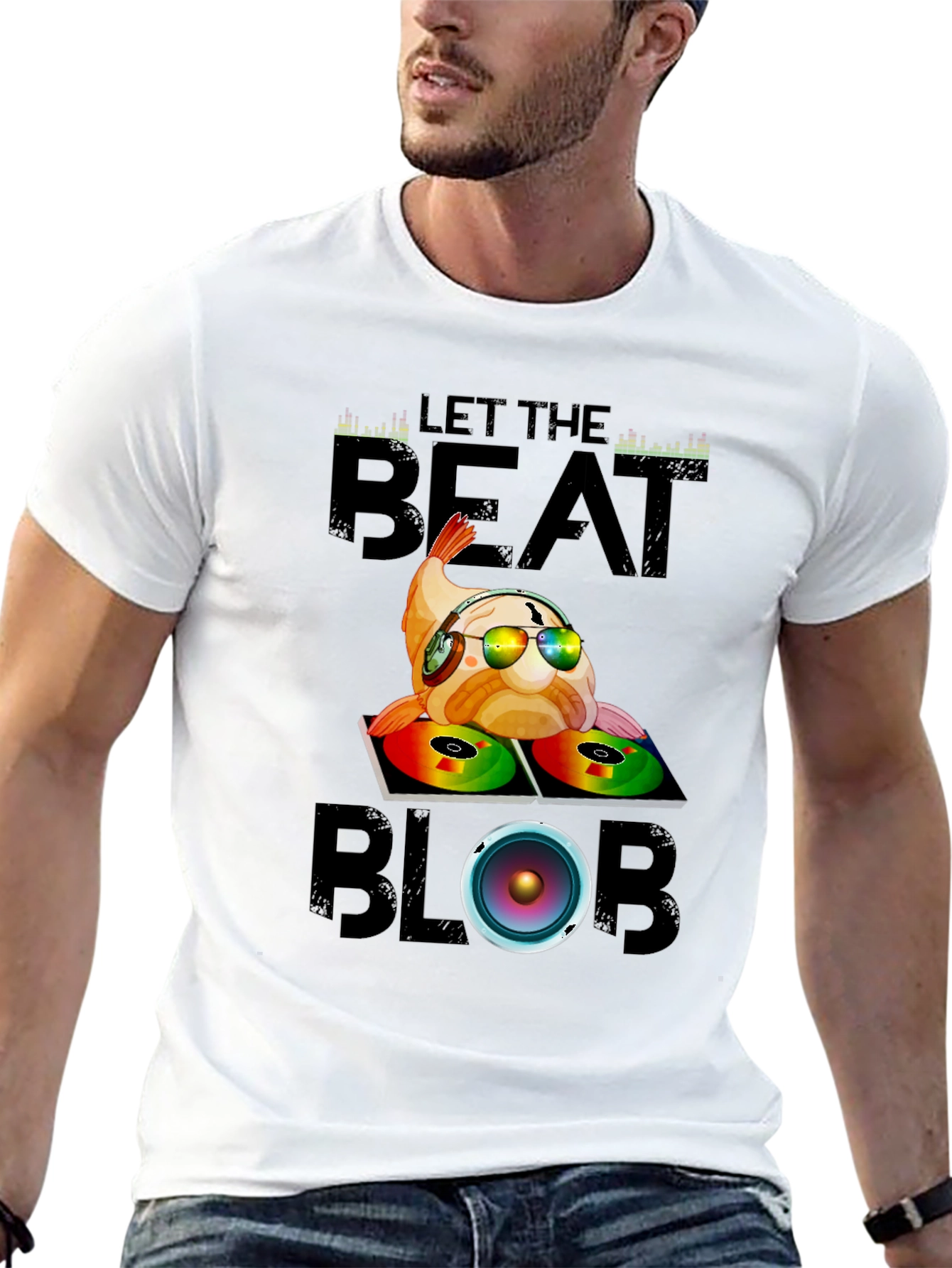 Black Let the Beat Blob T-Shirt - DJ Fish Graphic Tee view 13