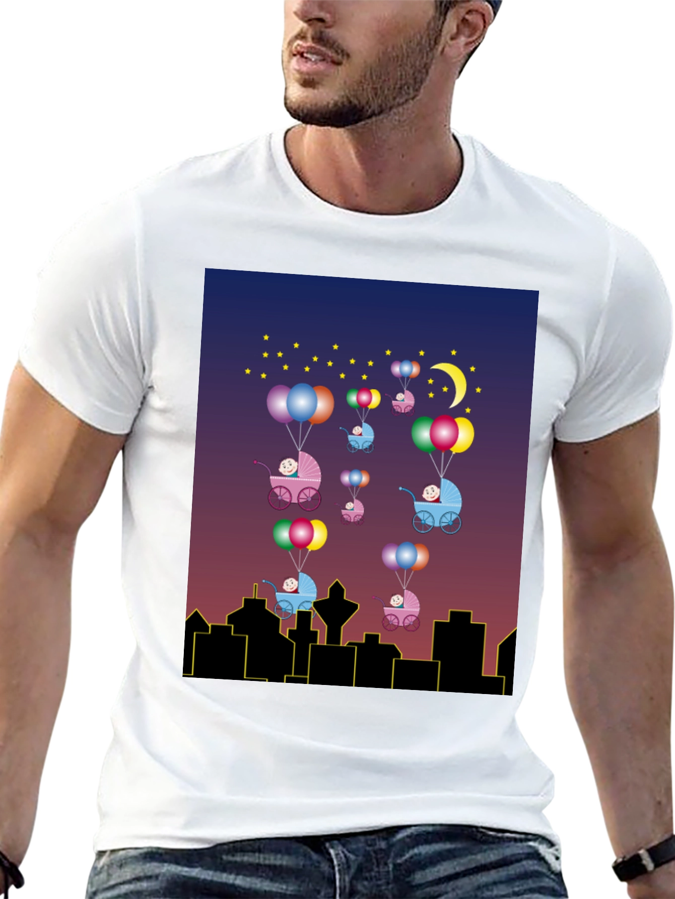 Black Novelty Baby Balloon Ride T-Shirt view 13