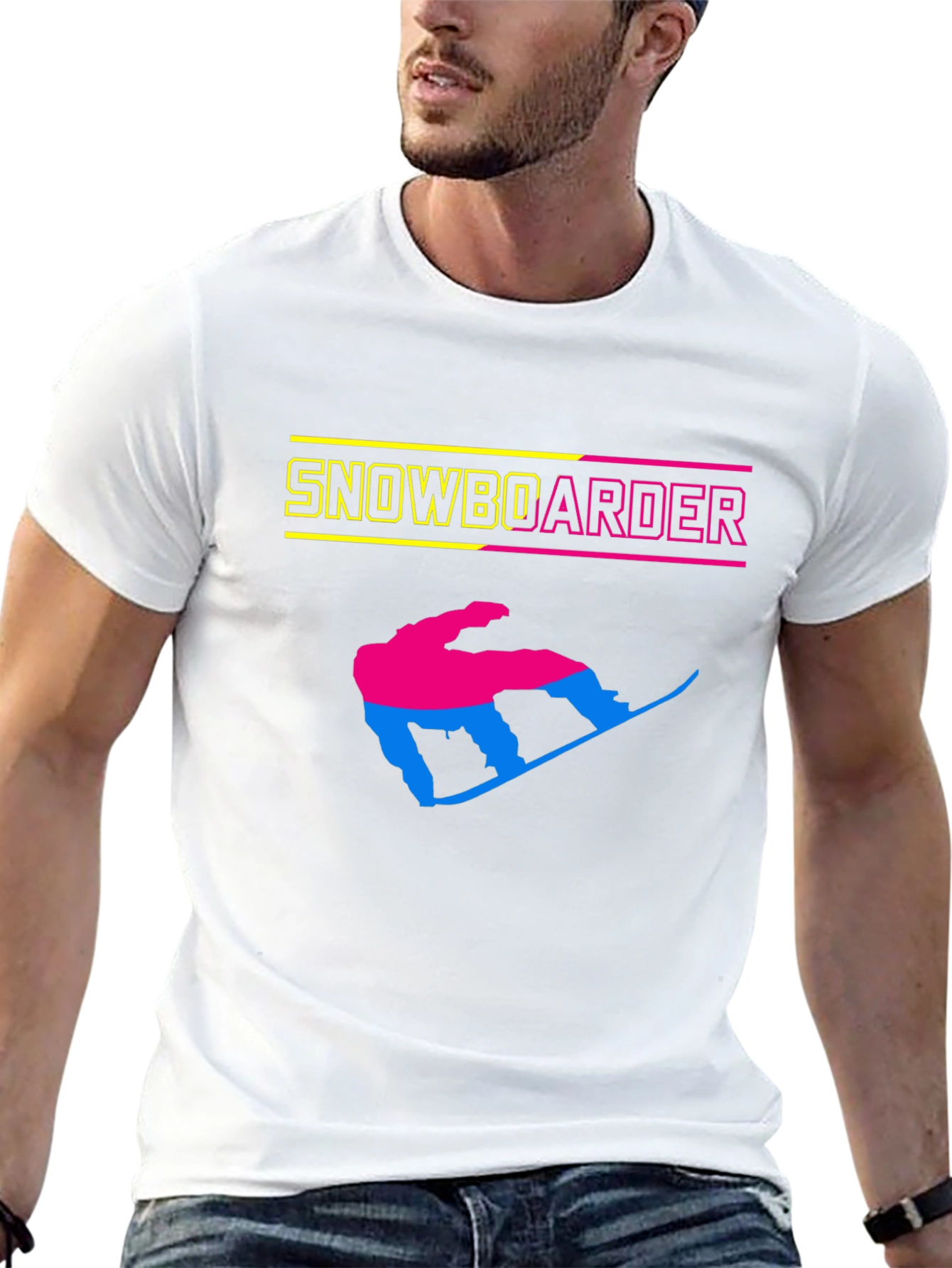 Black Snowboarder Graphic Tee - Black Cotton T-Shirt view 13